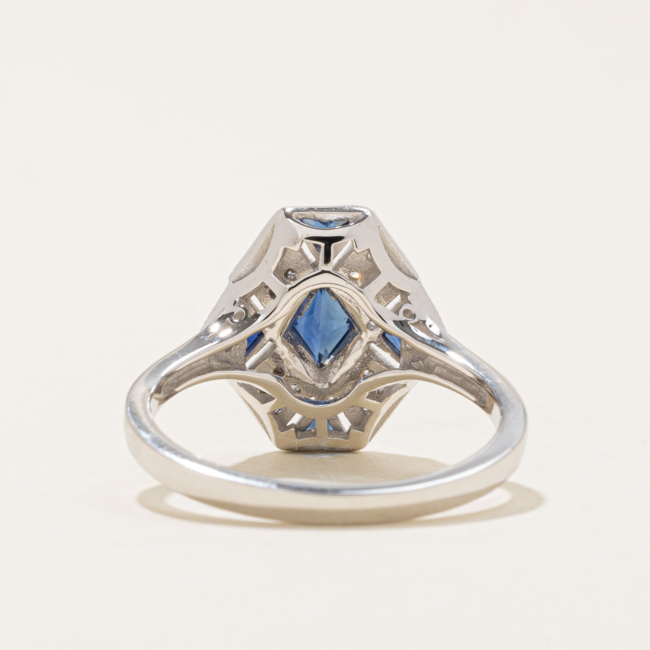 '100 Ways' Art Deco Inspired Diamond and Sapphire Ring | SZ 6.75