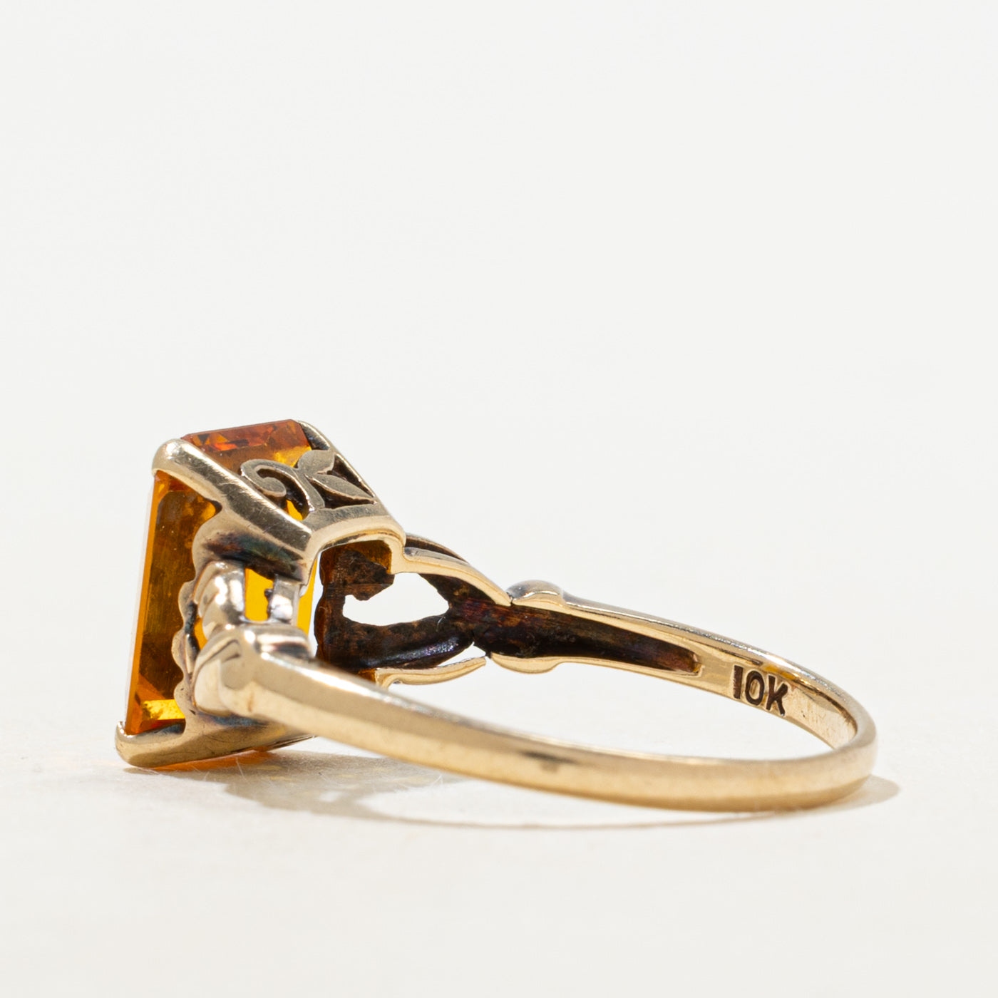 Synthetic Orange Sapphire Open Shank Ring | 3.80ct | SZ 6.25