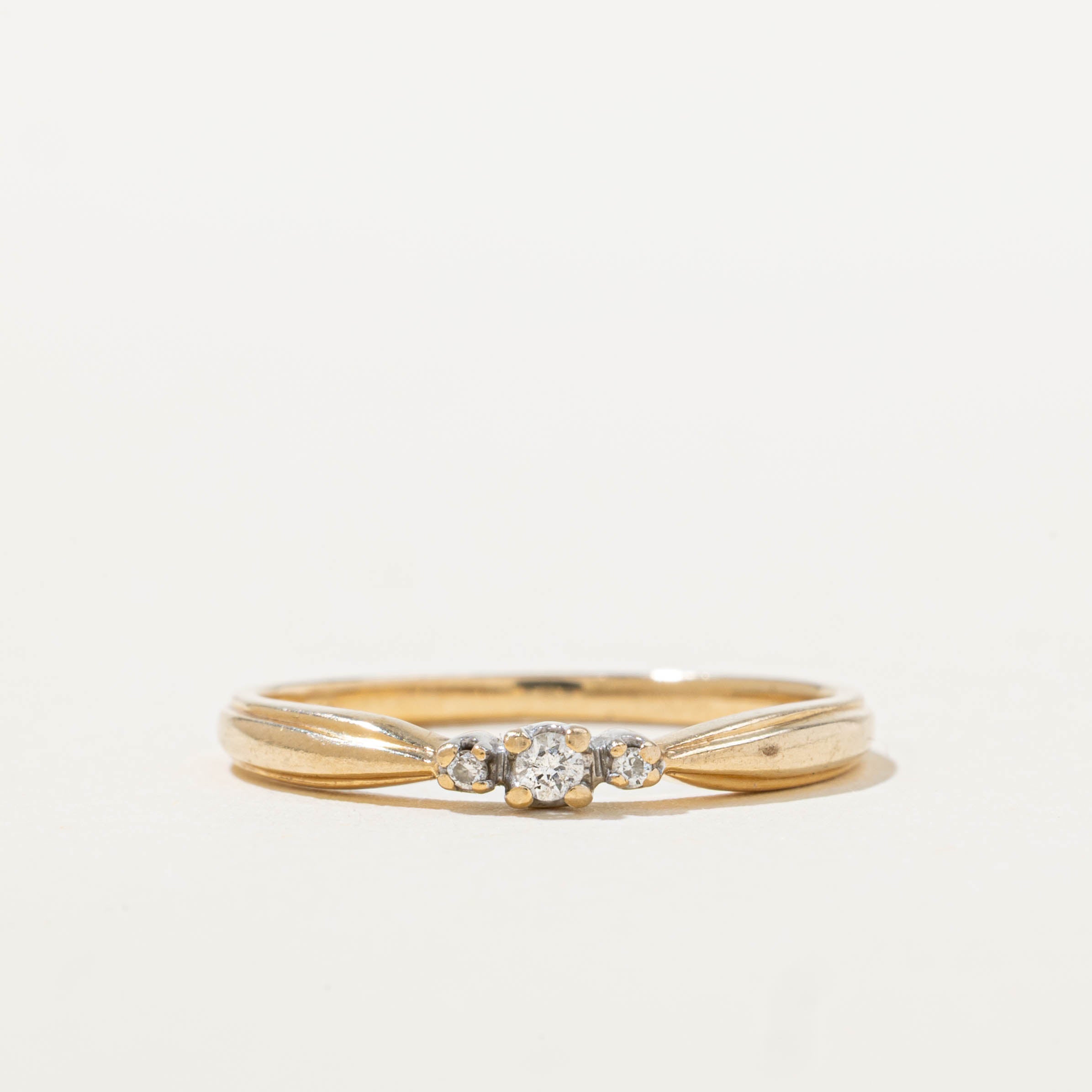 10k Three Stone Diamond Petite Ring | SZ 6