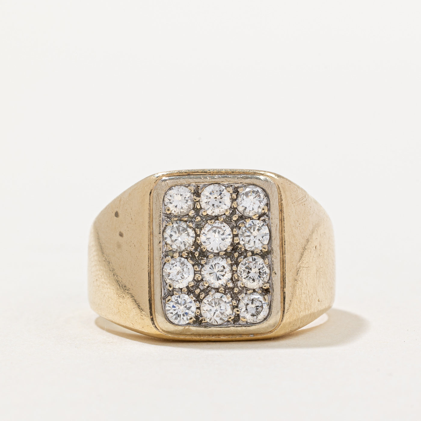Diamond Grid Signet Ring | 1.02ctw | SZ 10.5 |