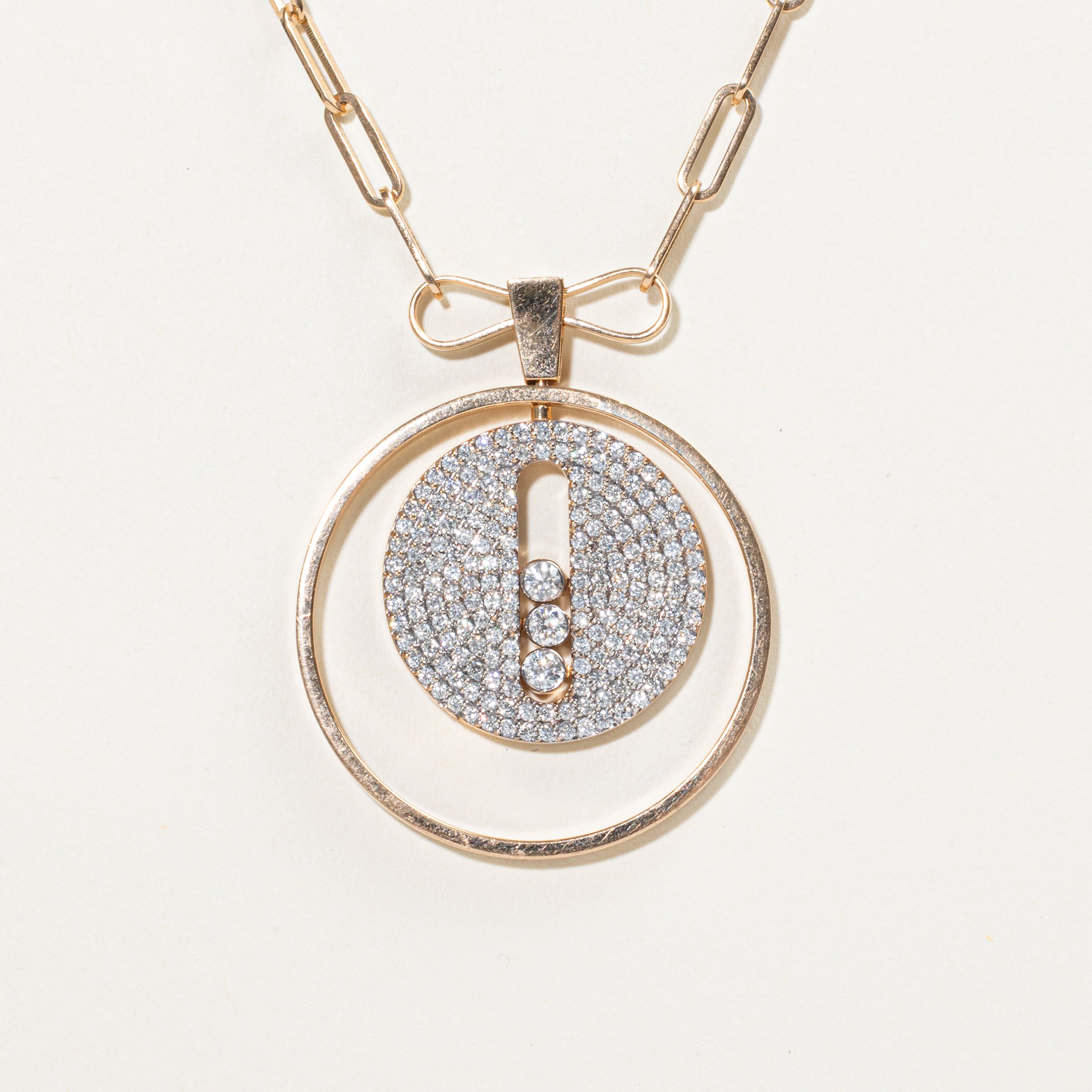 18k Yellow Gold Diamond Disc Pendant Necklace | 1.57ct | 20"