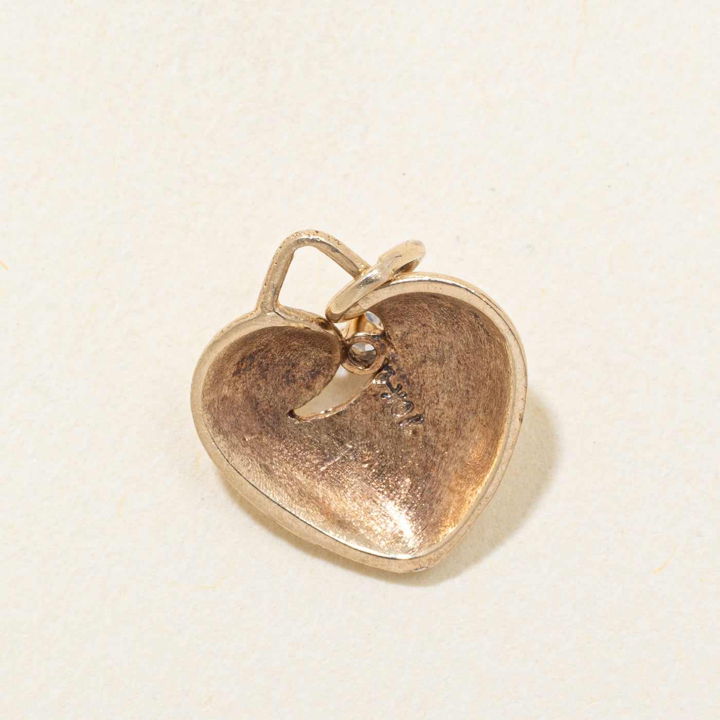 10k Yellow Gold Diamond Puffed Heart Charm