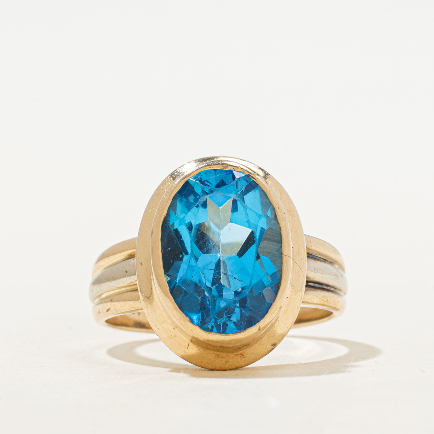 Bezel Set Blue Topaz Cocktail Ring | 6.50ct | SZ 8.75