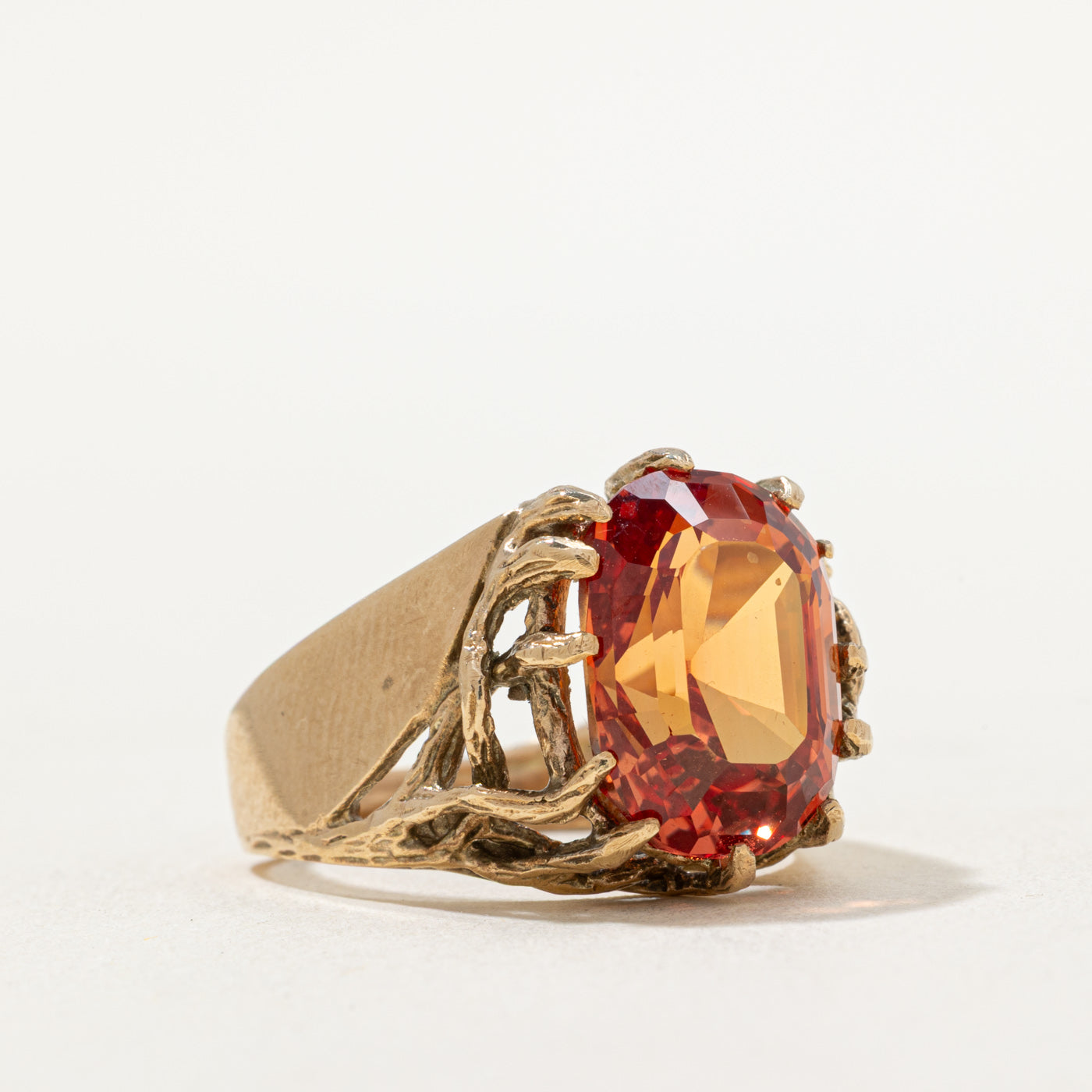 Synthetic Orange Sapphire Cocktail Ring | 11.00ct | SZ 8.75