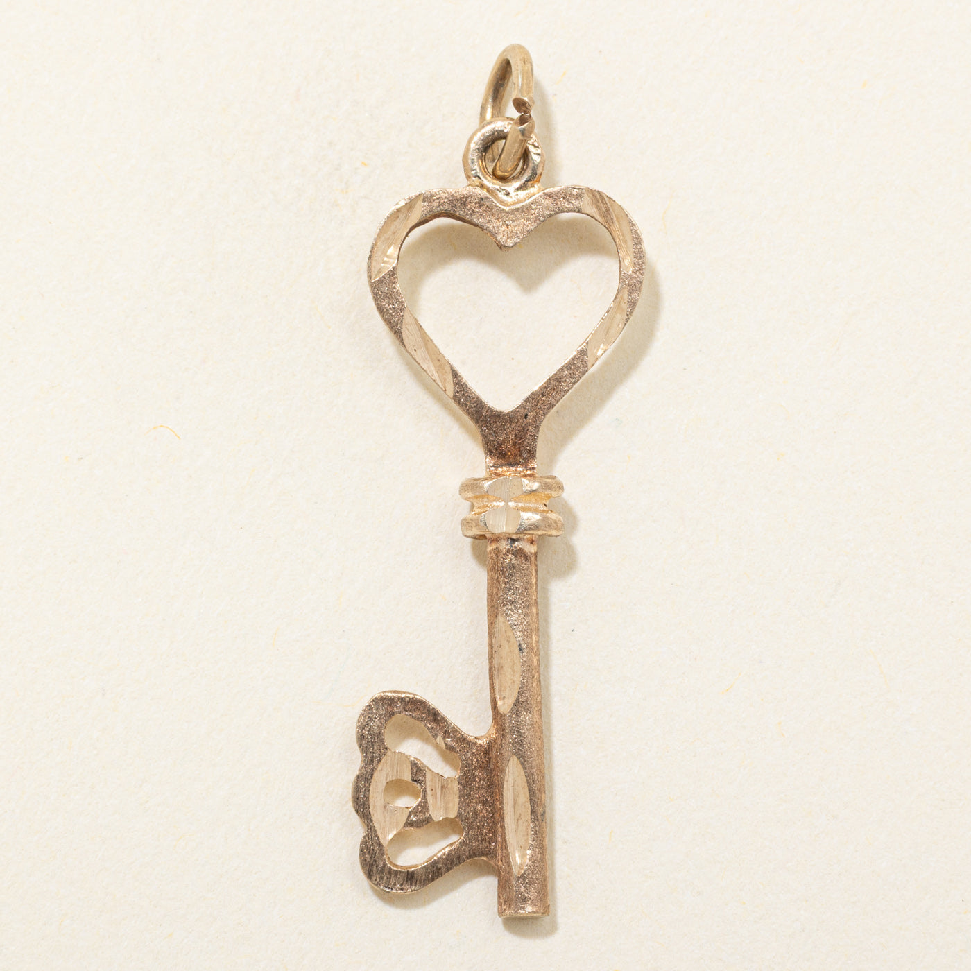 10k Yellow Gold Textured Key Charm