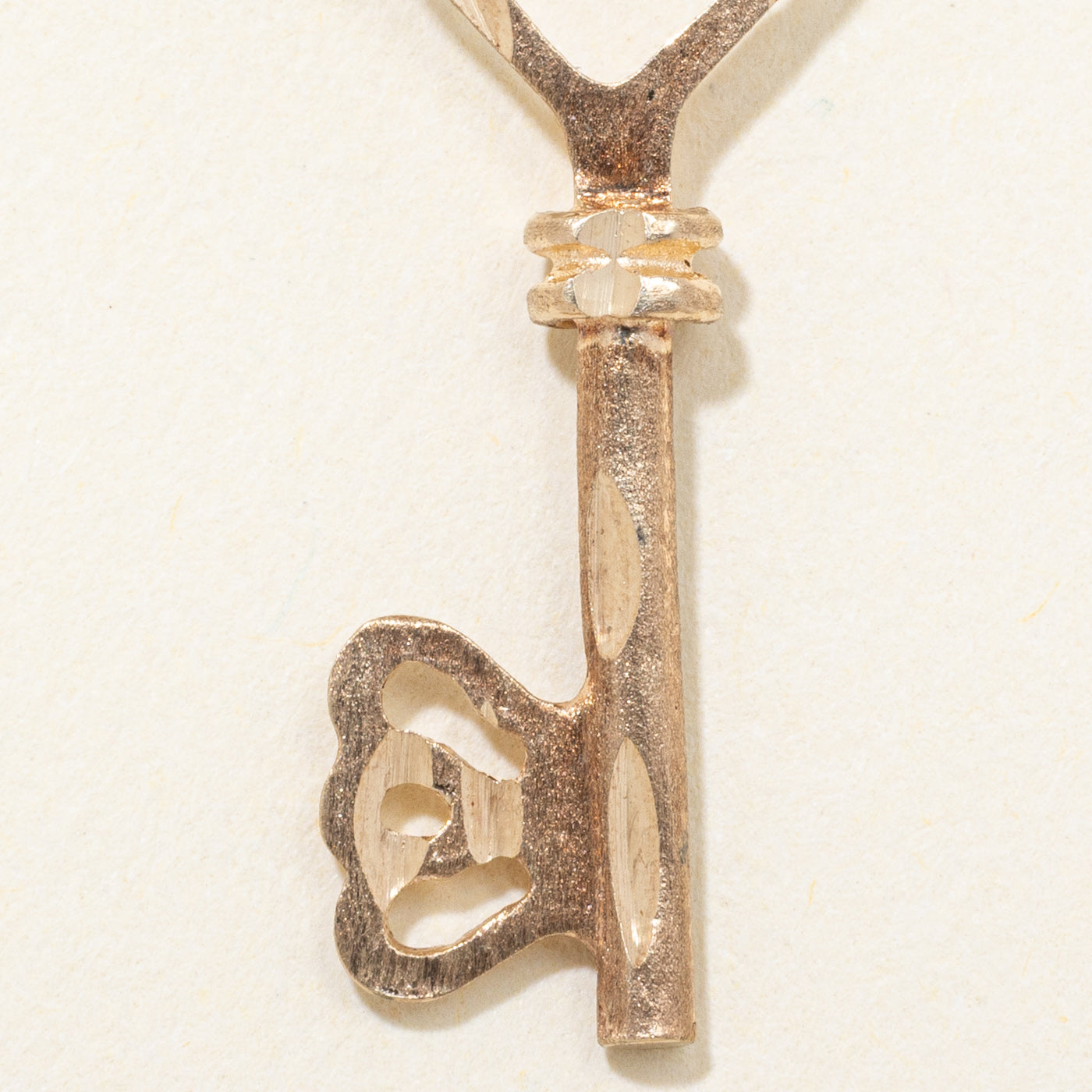 10k Yellow Gold Textured Key Charm