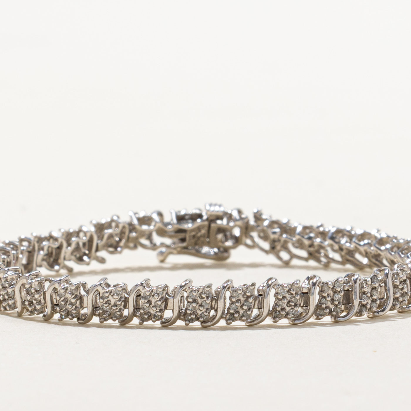 Diamond Cluster Wave Tennis Bracelet | 0.40ctw | 7"
