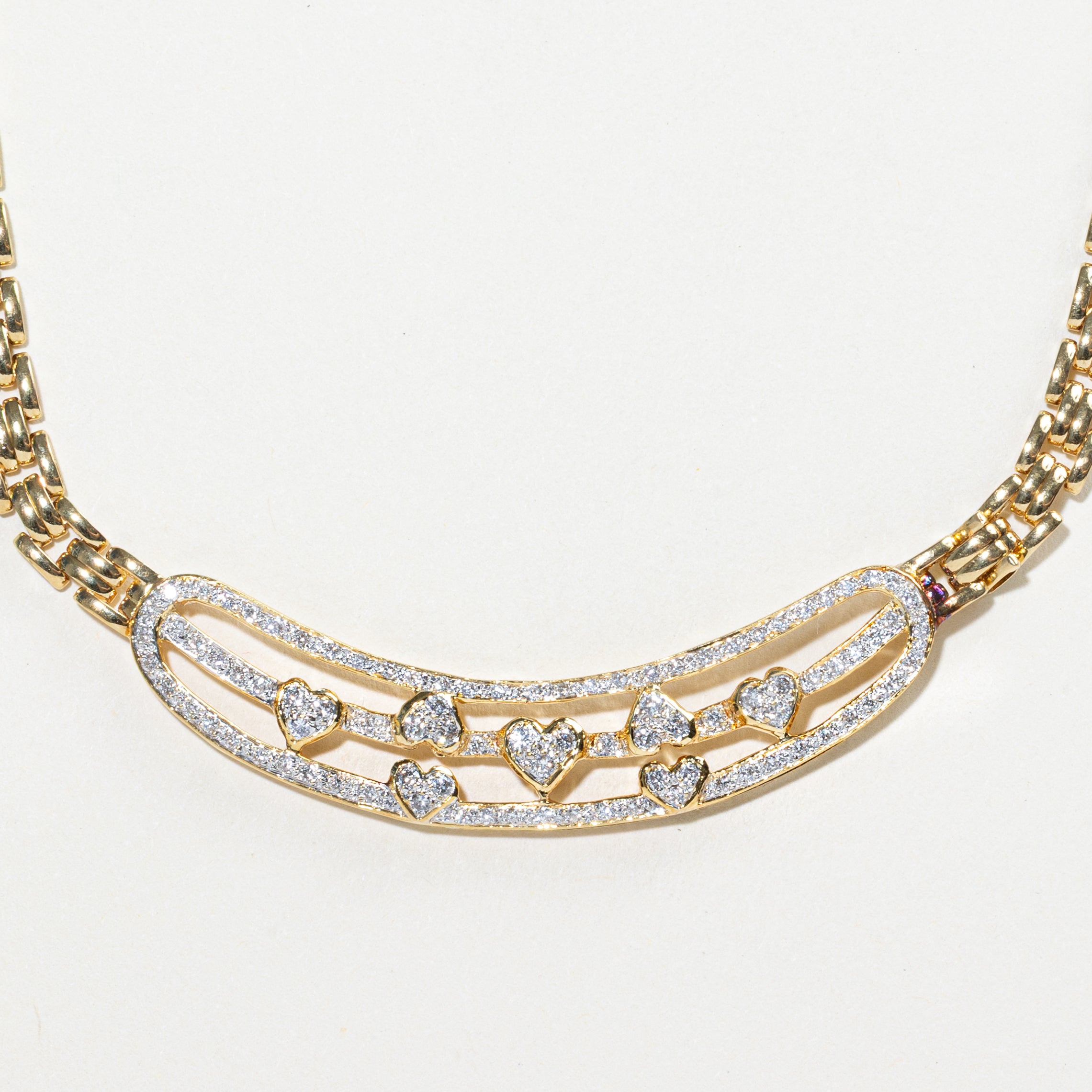 18k Yellow Gold Diamond Hearts Necklace | 0.82ct | 15"