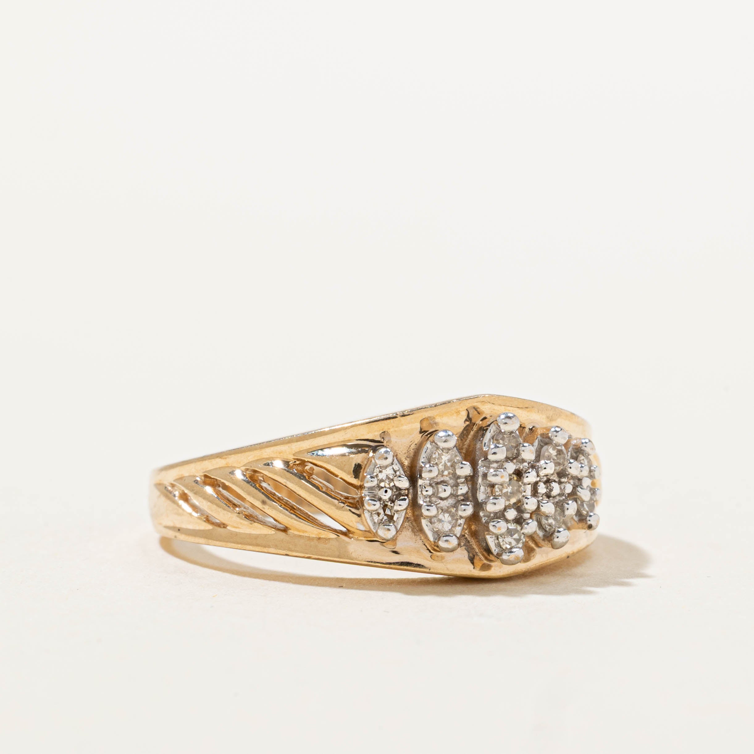 10k Illusion Set Diamond Marquise Grooved Ring | SZ 6.75
