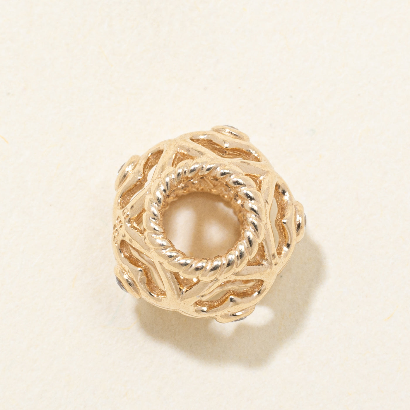 14k Bezel Set Diamond Openwork Sphere Charm