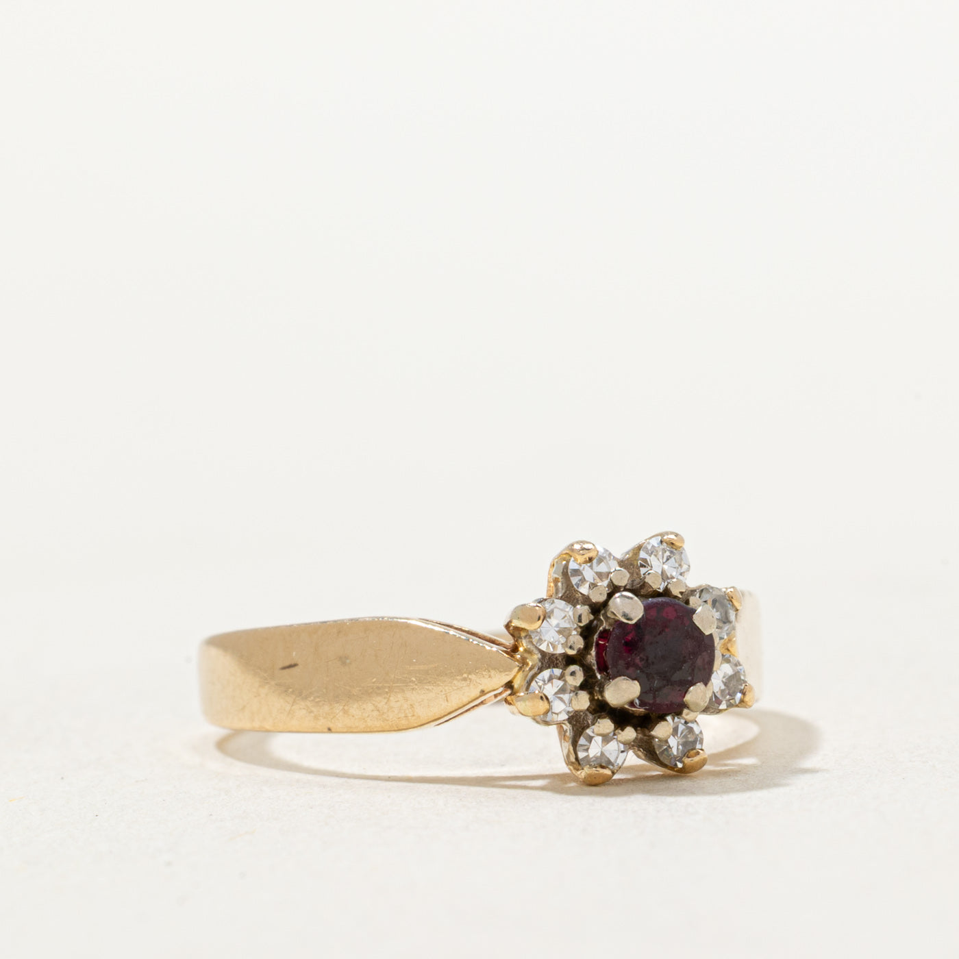 Ruby & Diamond Petal Ring | 0.20ct, 0.16ctw | SZ 6.5