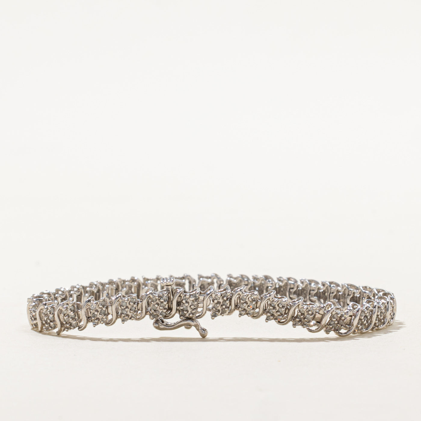 Diamond Cluster Wave Tennis Bracelet | 0.40ctw | 7"