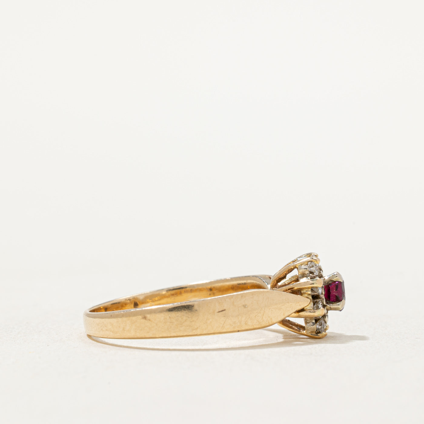 Ruby & Diamond Petal Ring | 0.20ct, 0.16ctw | SZ 6.5