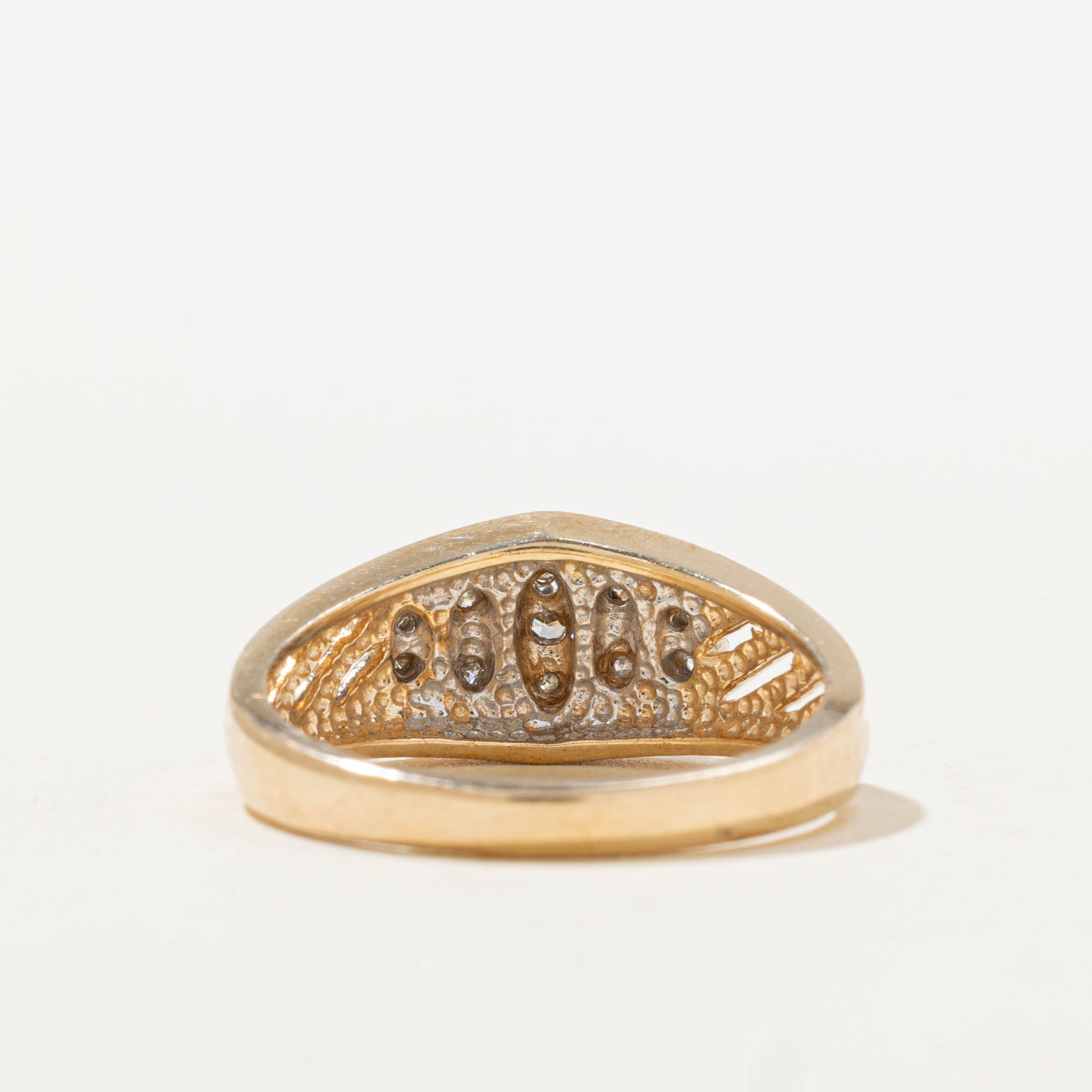 10k Illusion Set Diamond Marquise Grooved Ring | SZ 6.75