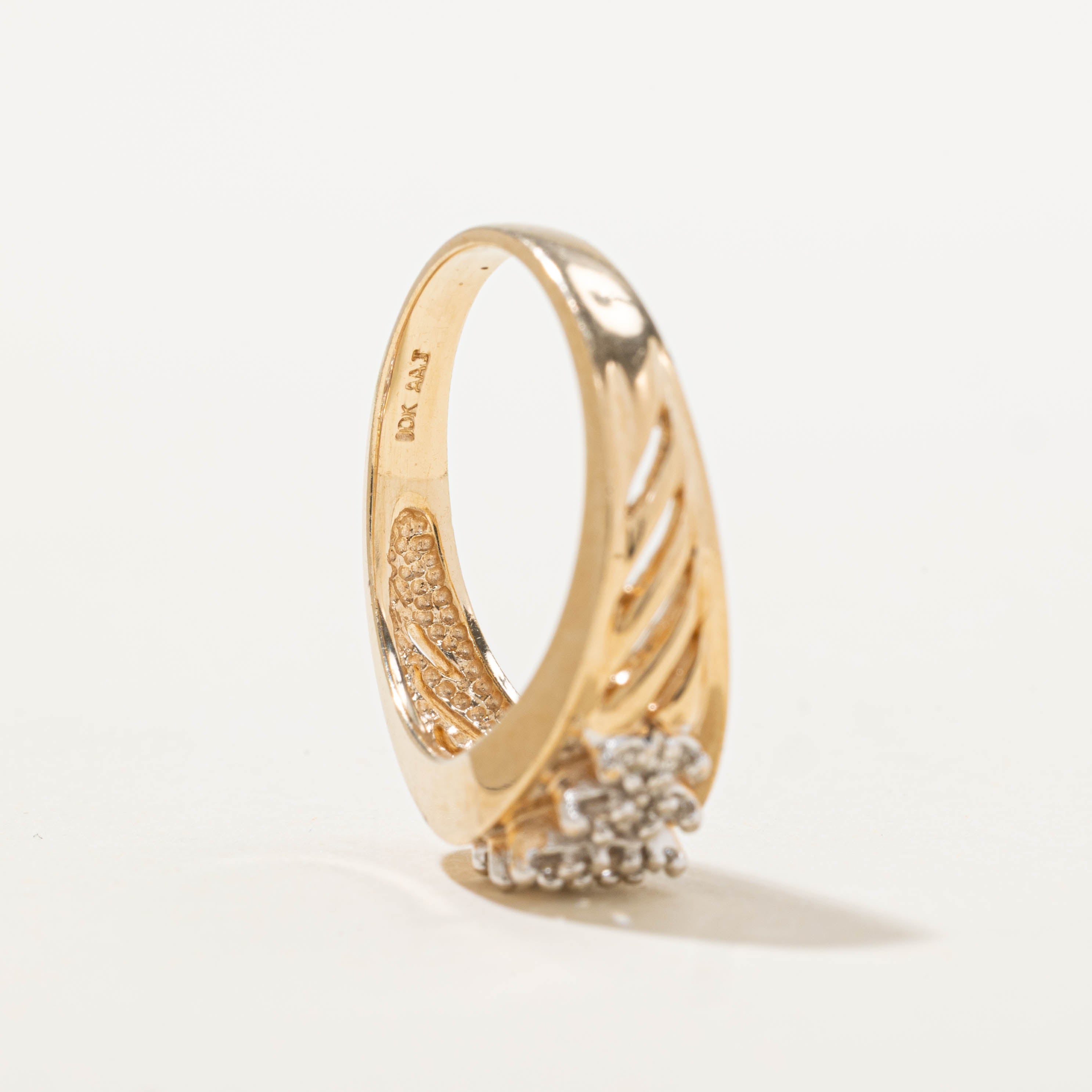 10k Illusion Set Diamond Marquise Grooved Ring | SZ 6.75