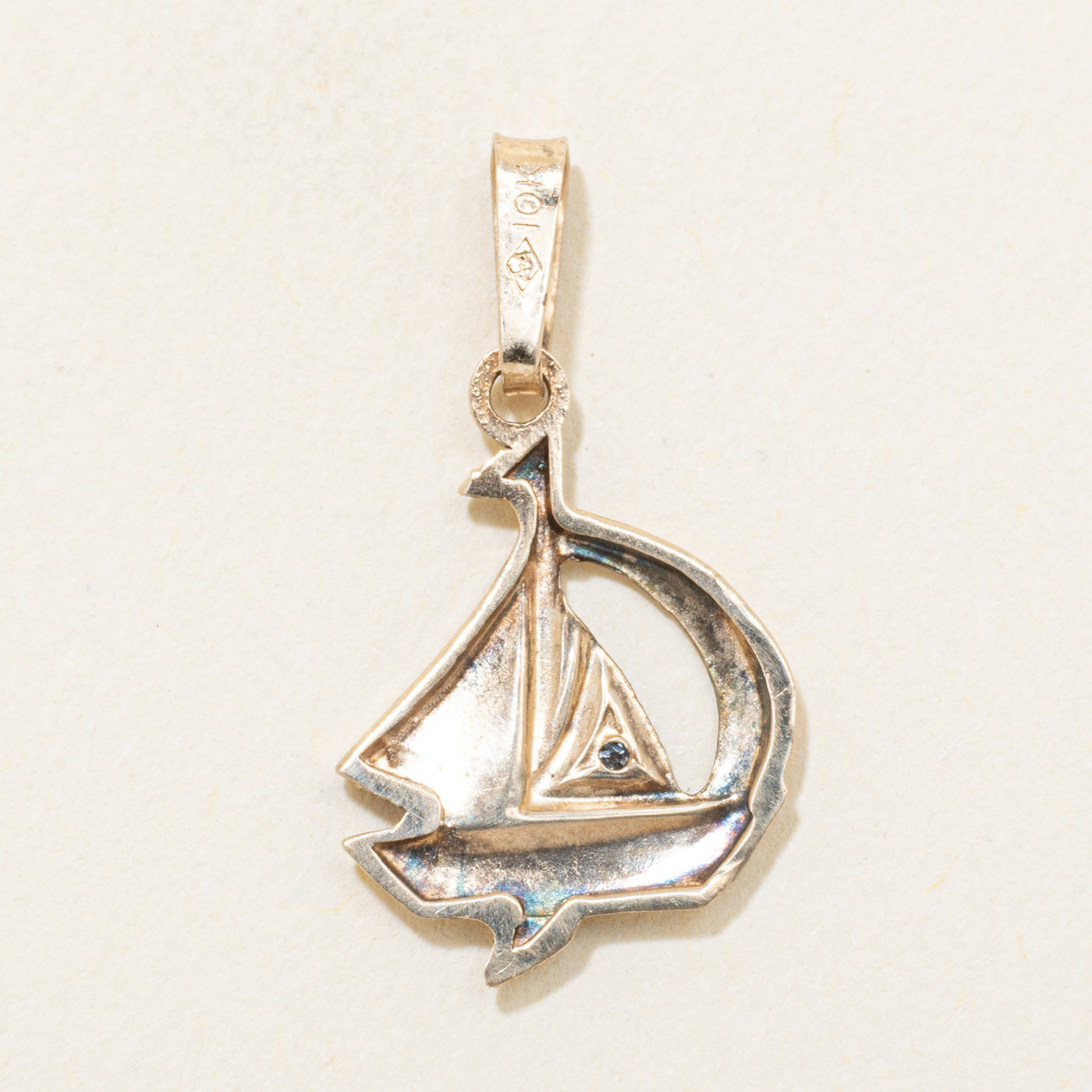 10k Diamond Sailboat Pendant