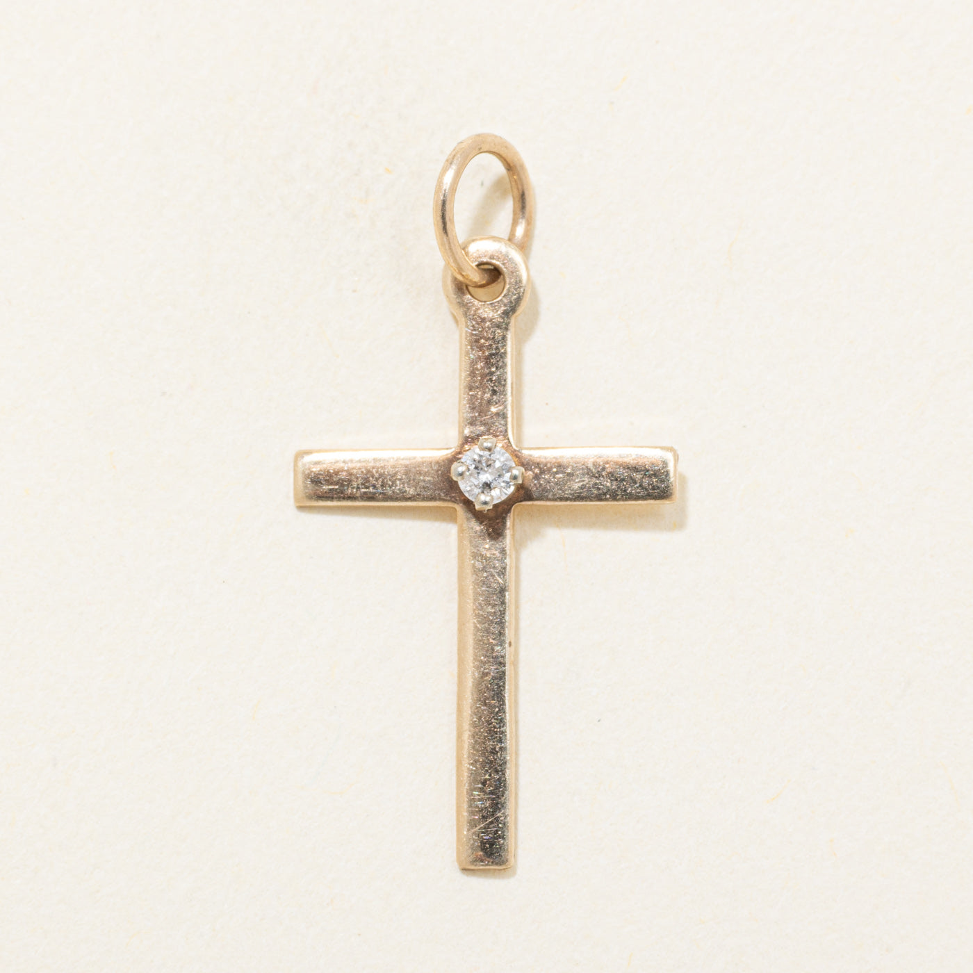 10k Yellow Gold Diamond Cross Charm