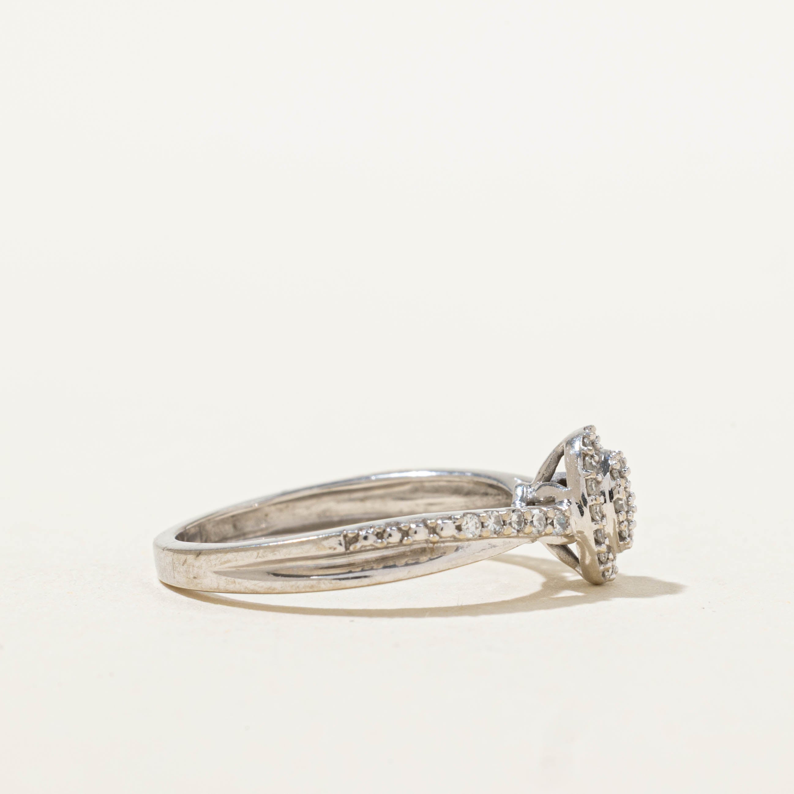 10k Diamond Oval Cluster Halo Crossover Ring | SZ 4.75