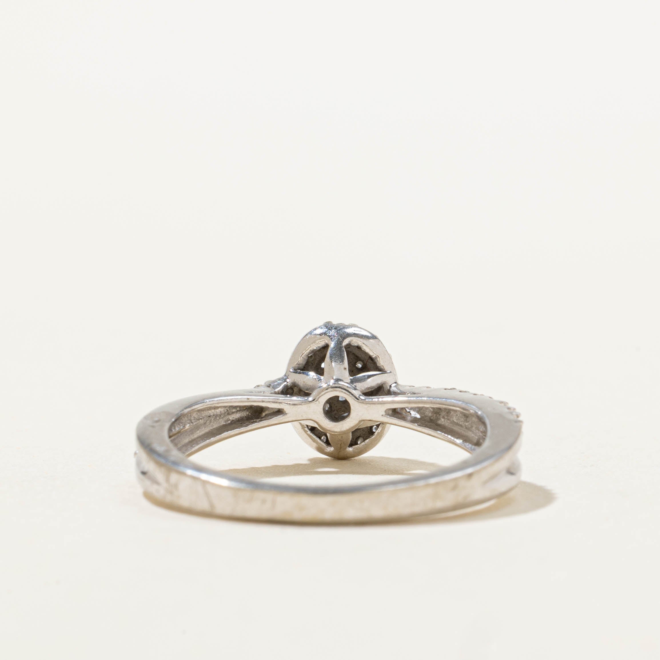 10k Diamond Oval Cluster Halo Crossover Ring | SZ 4.75
