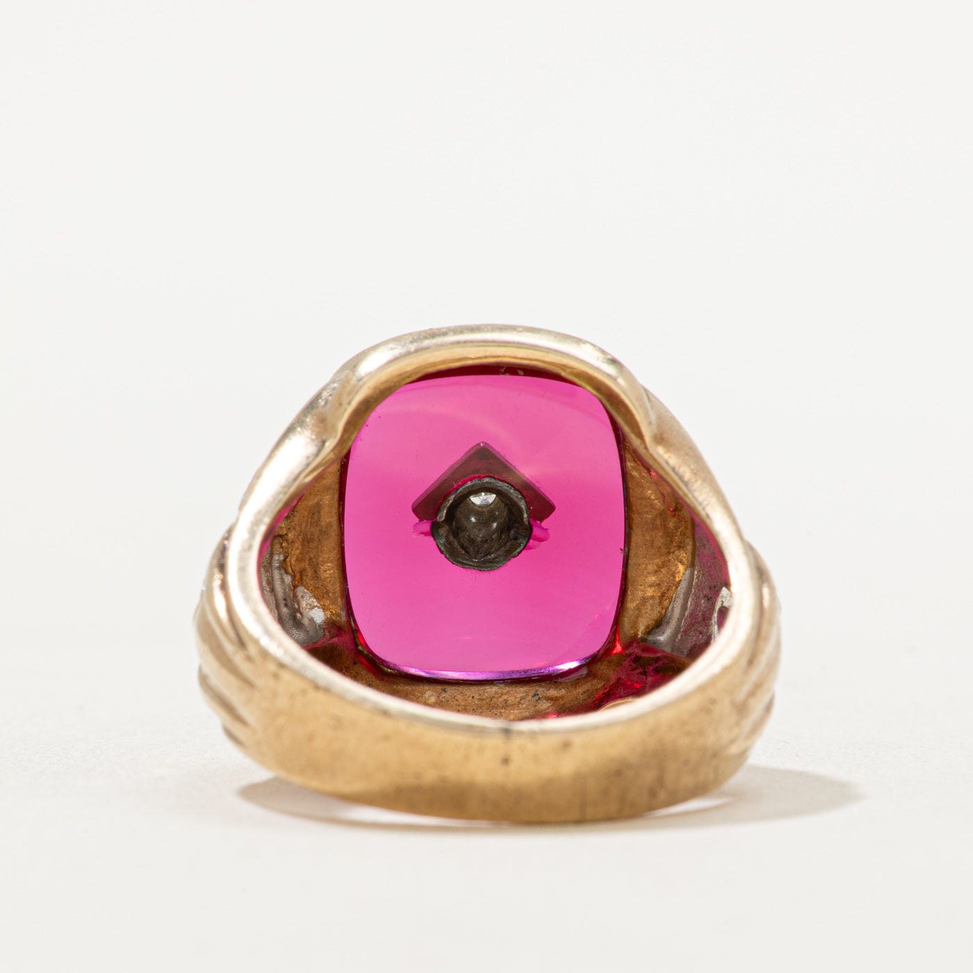 Synthetic Ruby & Diamond Statement Ring | 5.25ct, 0.02ct | SZ 8.5