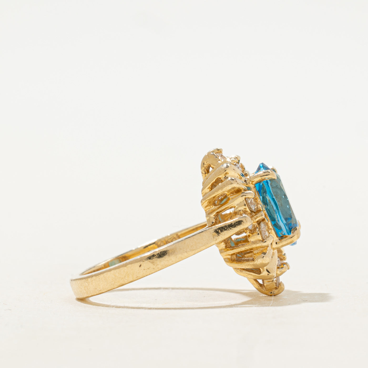 Blue Topaz & Diamond Cocktail Ring | 2.94ct, 0.48ctw | SZ 6.5