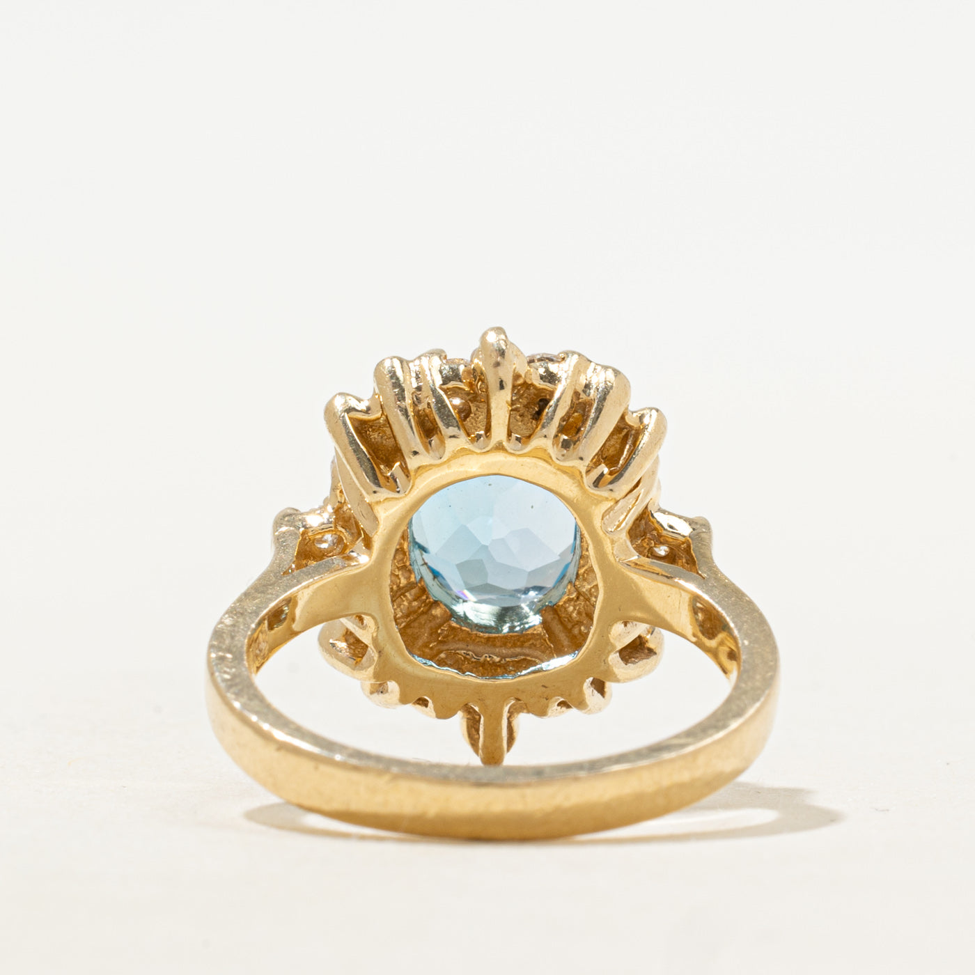 Blue Topaz & Diamond Cocktail Ring | 2.94ct, 0.48ctw | SZ 6.5