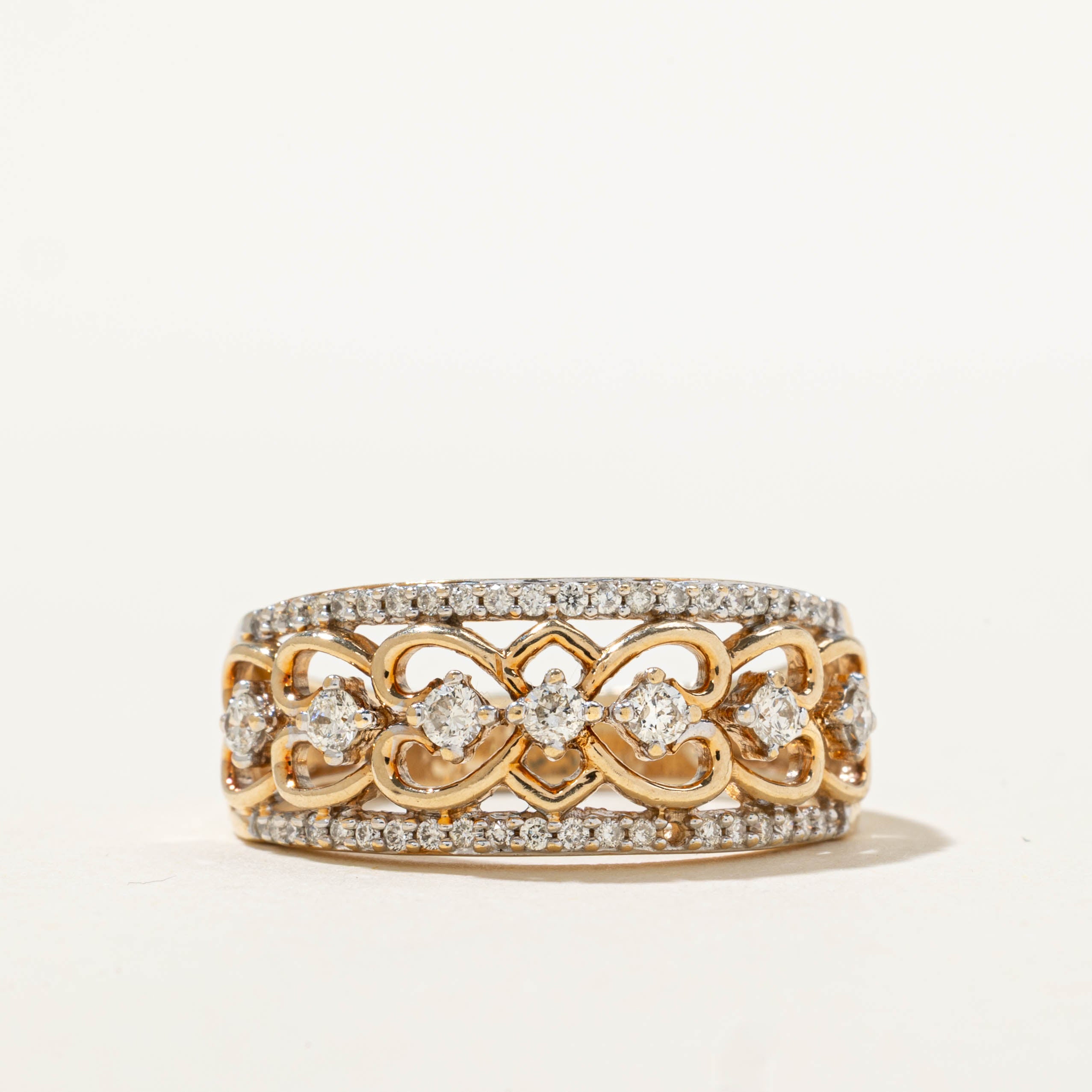 10k Diamond Openwork Heart Pattern Band | SZ 7