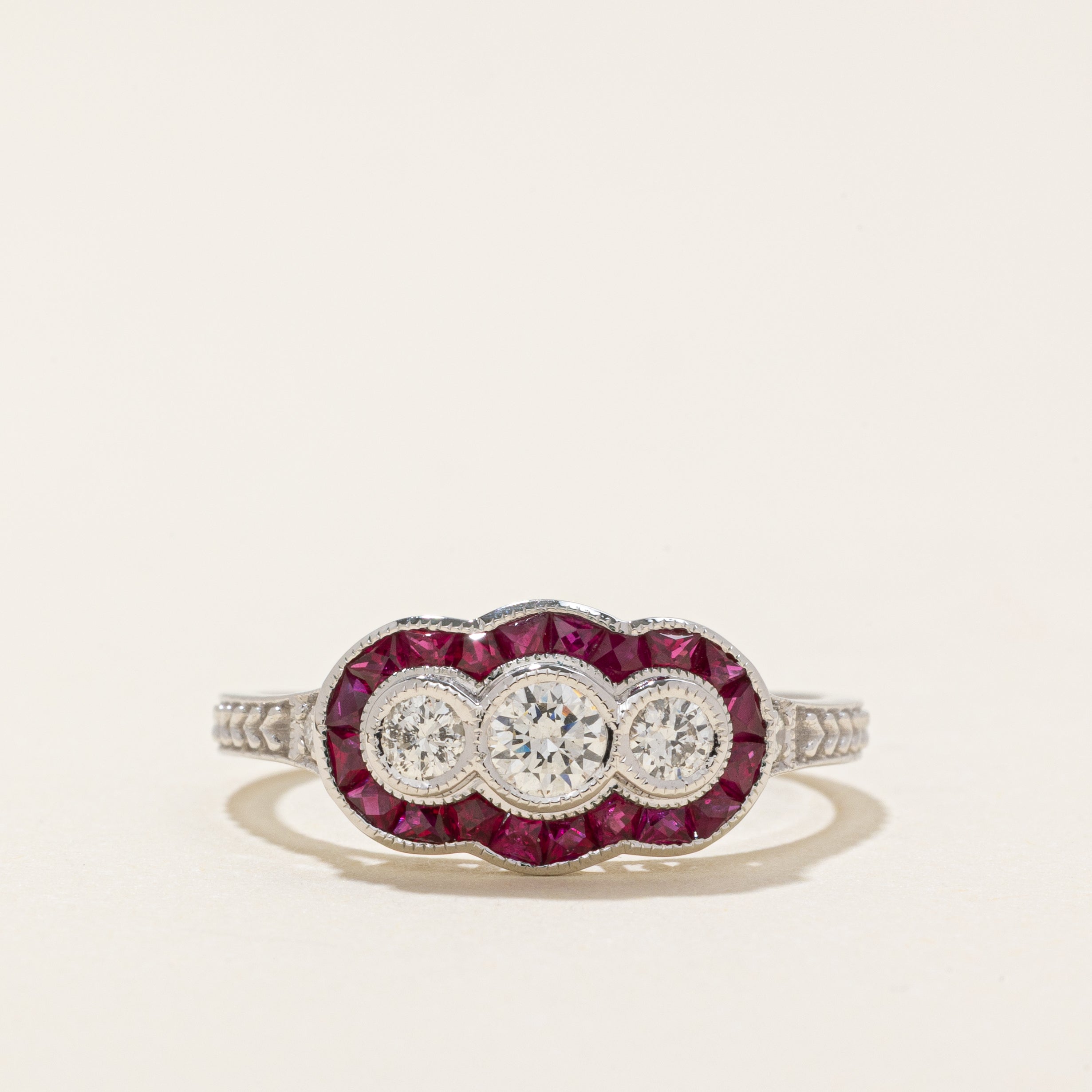 '100 Ways' Art Deco Inspired Ruby and Diamond Ring |SZ 6.75
