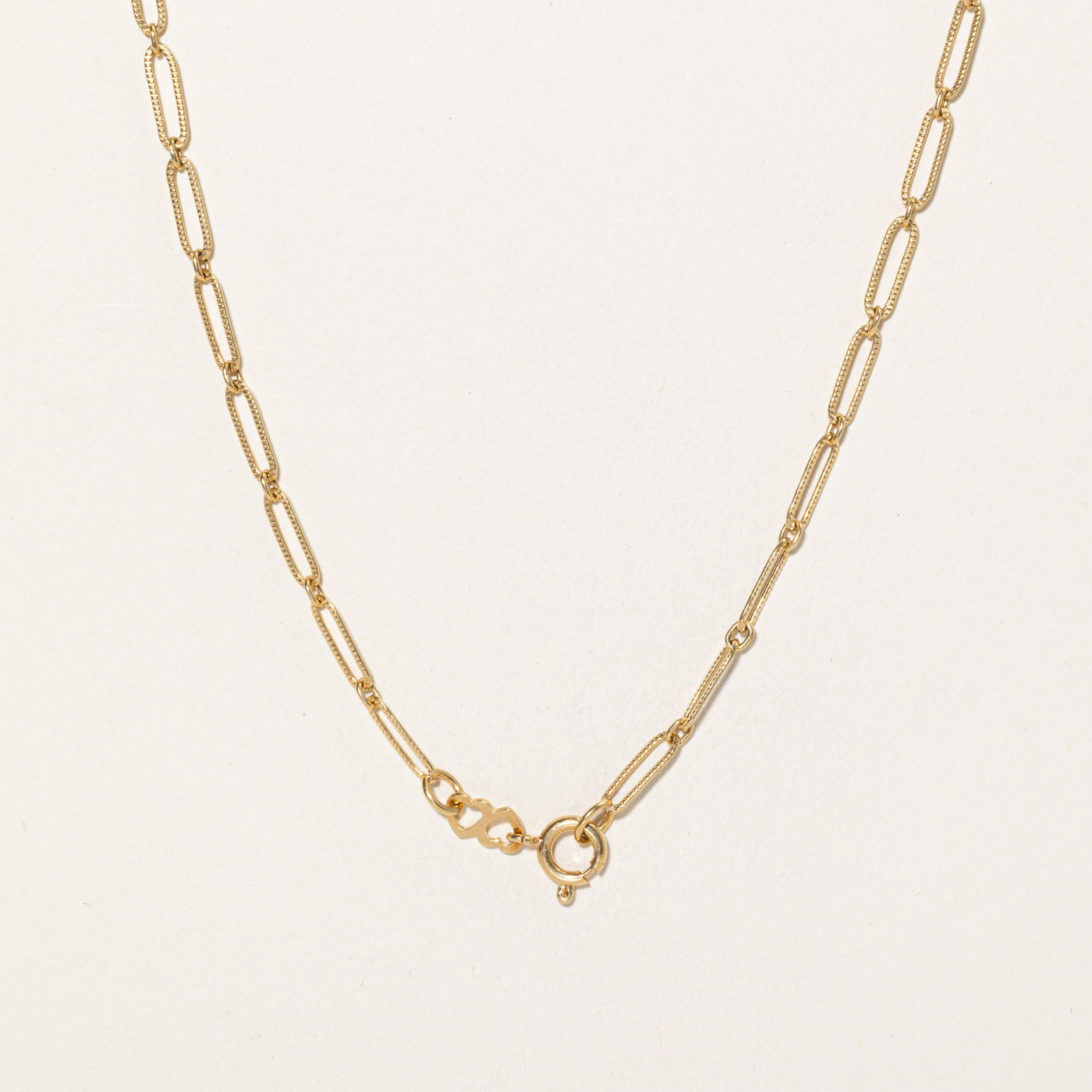 18K Yellow Gold Grooved Paperclip Chain | 23"