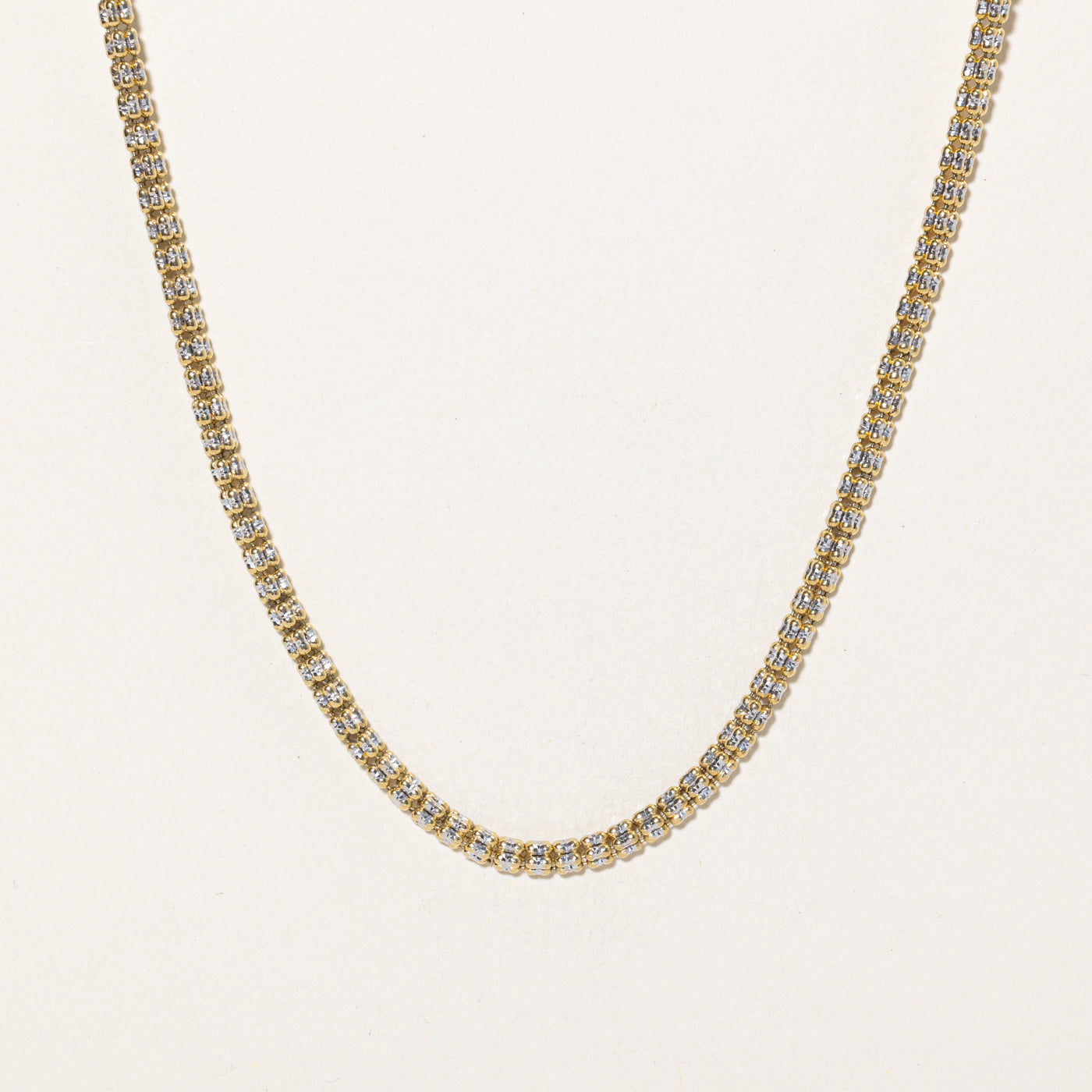 14K Yellow Gold with White Gold Diamond-Cut Illusion Bead Chain | 21"