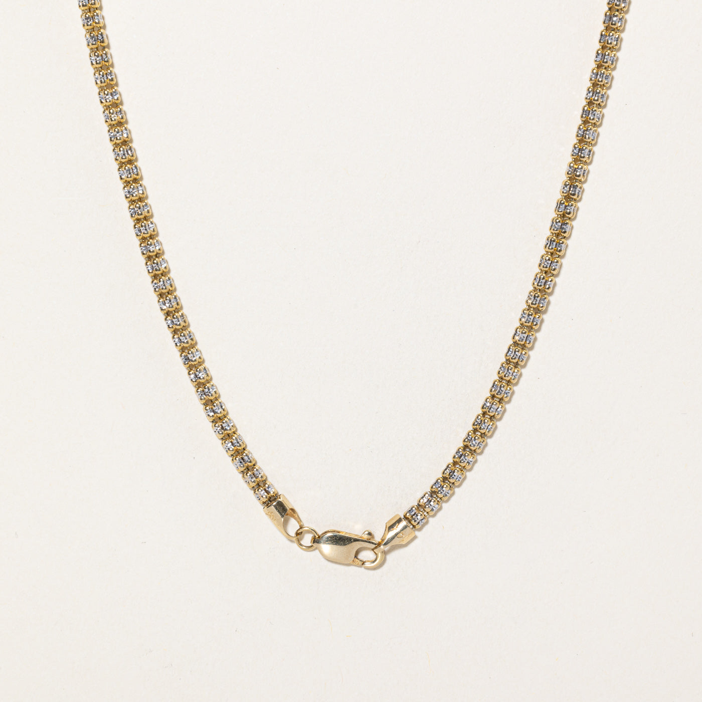 14K Yellow Gold with White Gold Diamond-Cut Illusion Bead Chain | 21"