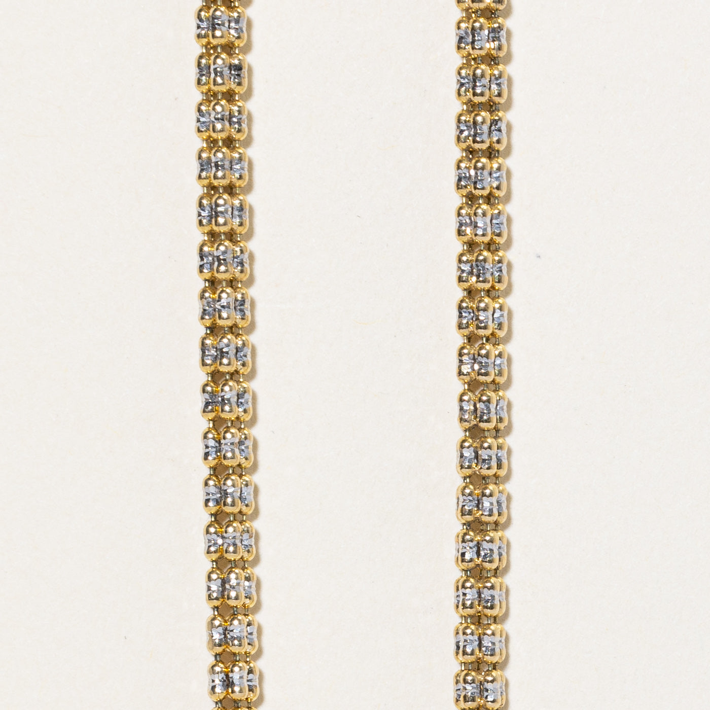 14K Yellow Gold with White Gold Diamond-Cut Illusion Bead Chain | 21"