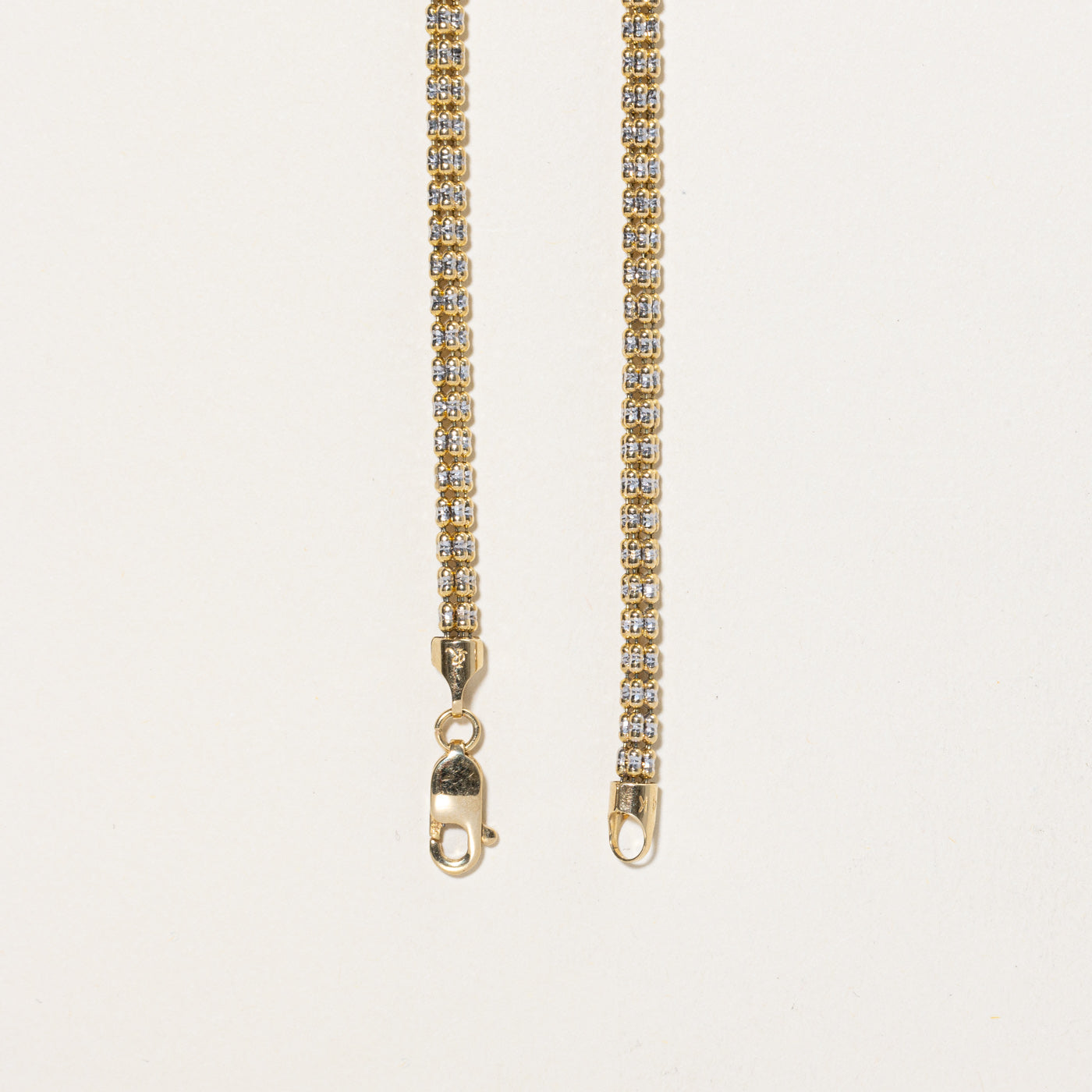 14K Yellow Gold with White Gold Diamond-Cut Illusion Bead Chain | 21"