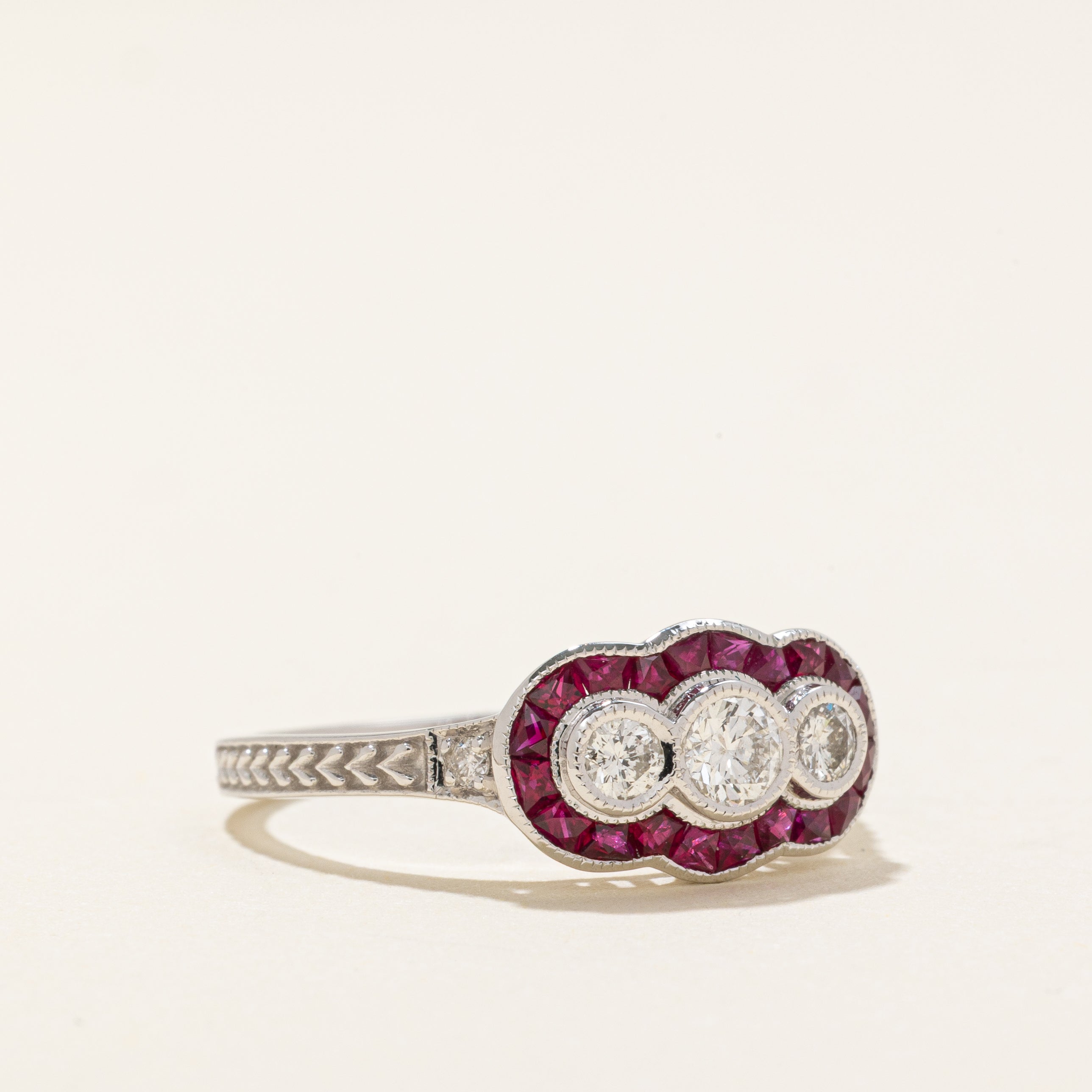 '100 Ways' Art Deco Inspired Ruby and Diamond Ring |SZ 6.75