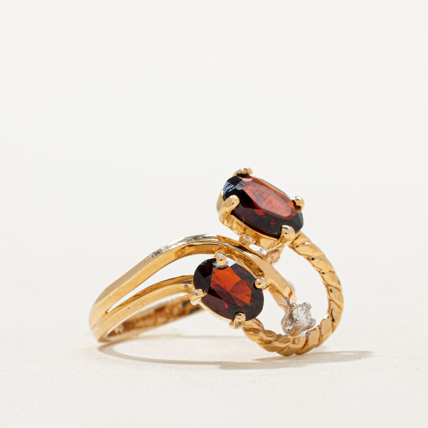 Scattered Garnet & Diamond Abstract Ring | 1.70ctw, 0.03ct | SZ 6