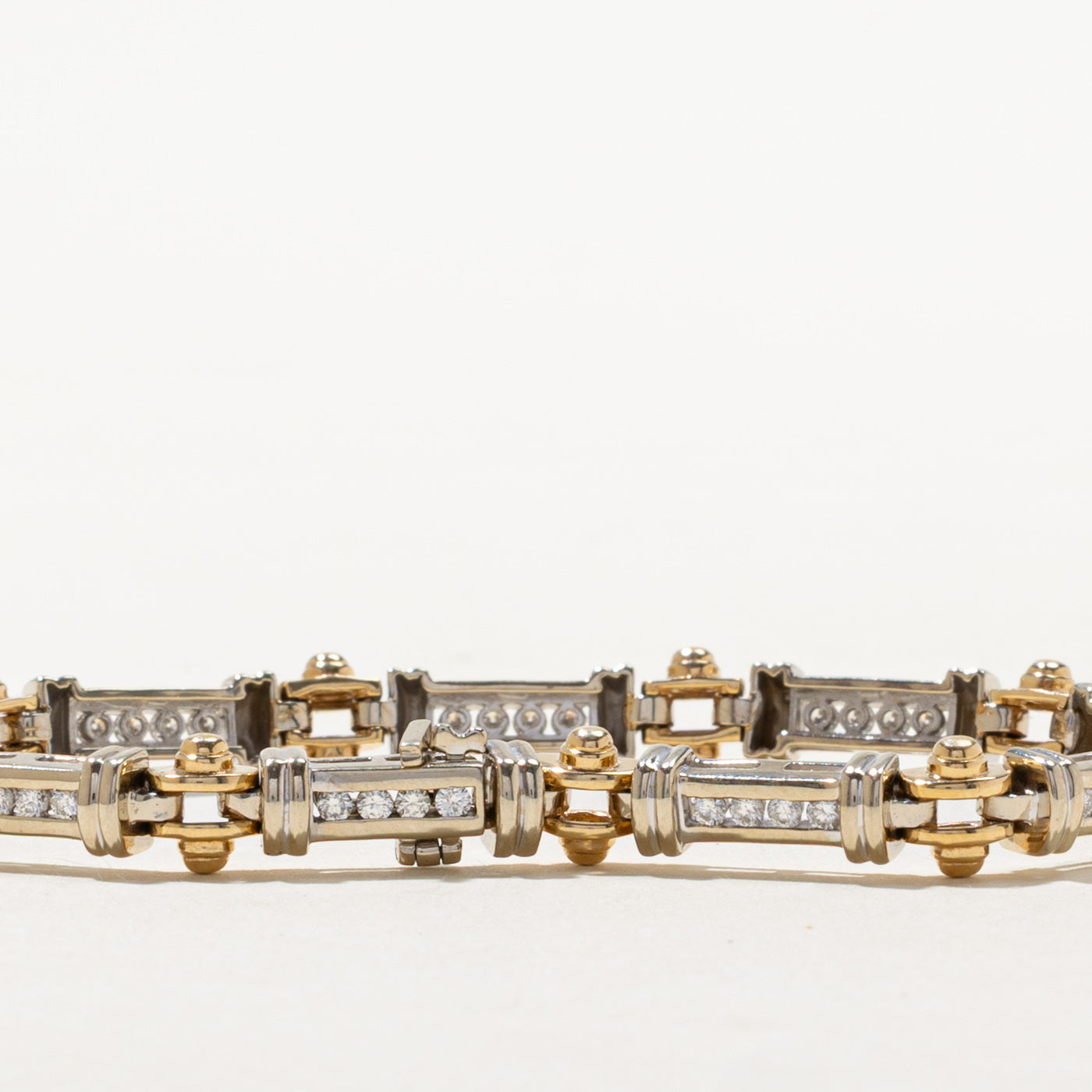 Two Tone Channel Set Diamond Tennis Bracelet | 0.90ctw | 7"