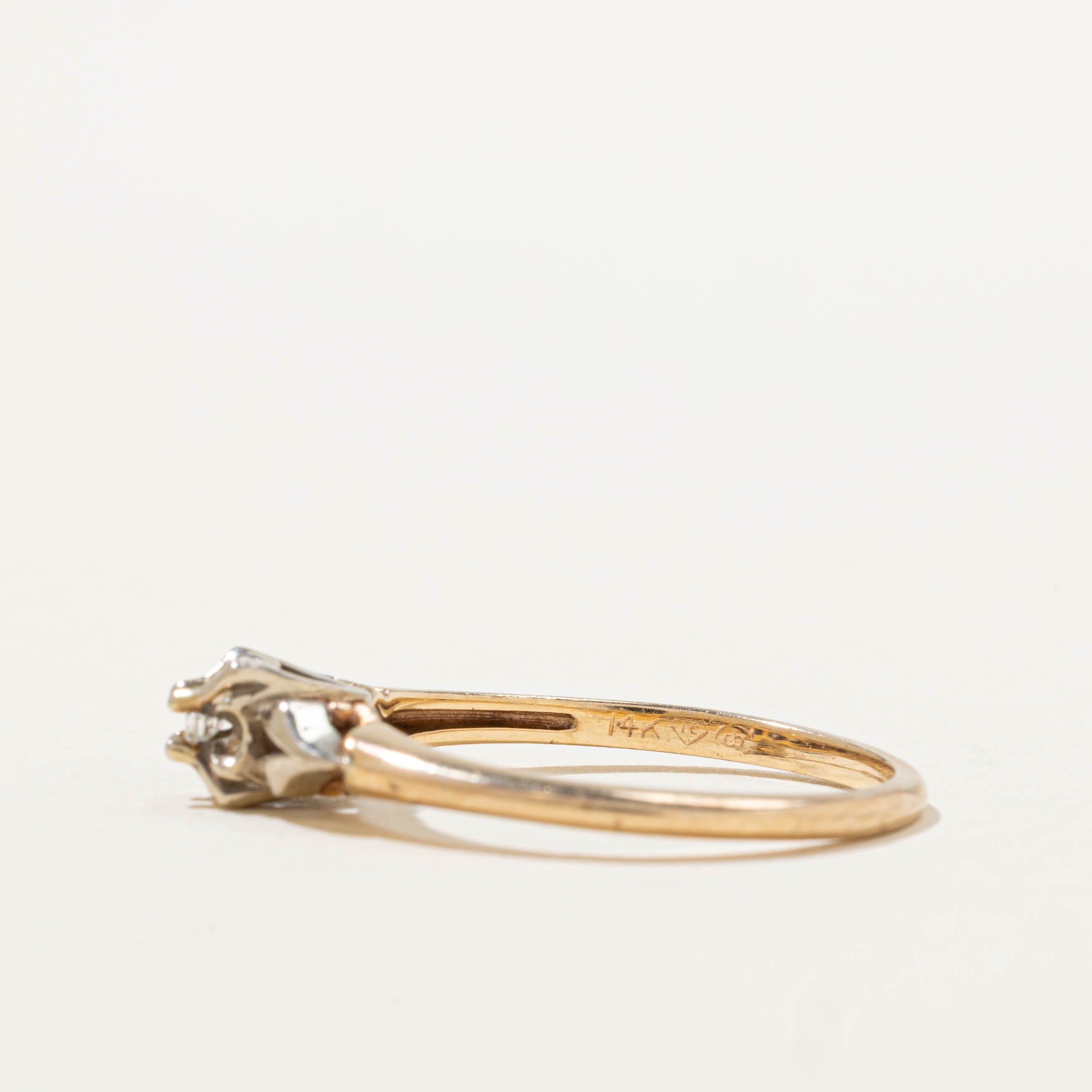 Vintage Canadian 14k Illusion Set Diamond Openwork Ring | SZ 7