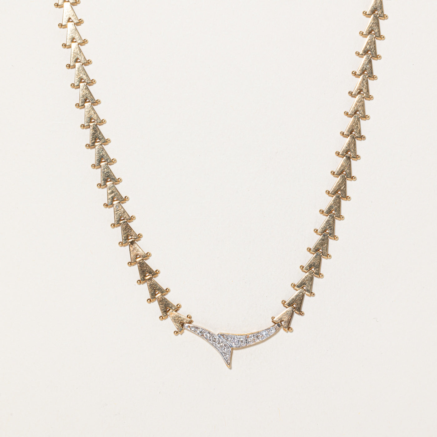 14K Diamond Chevron Design Pendant Necklace | 0.08ctw | 17"