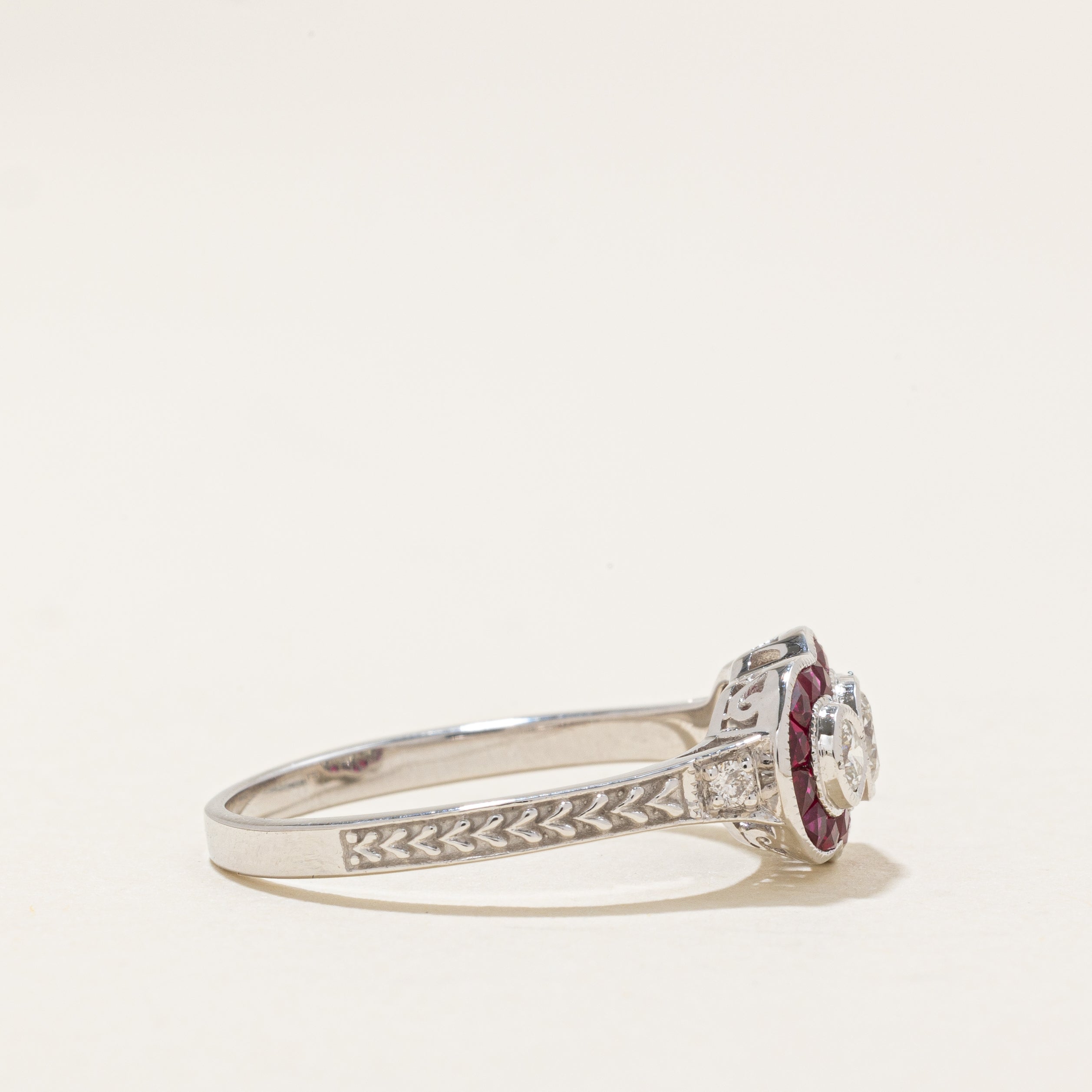 '100 Ways' Art Deco Inspired Ruby and Diamond Ring |SZ 6.75