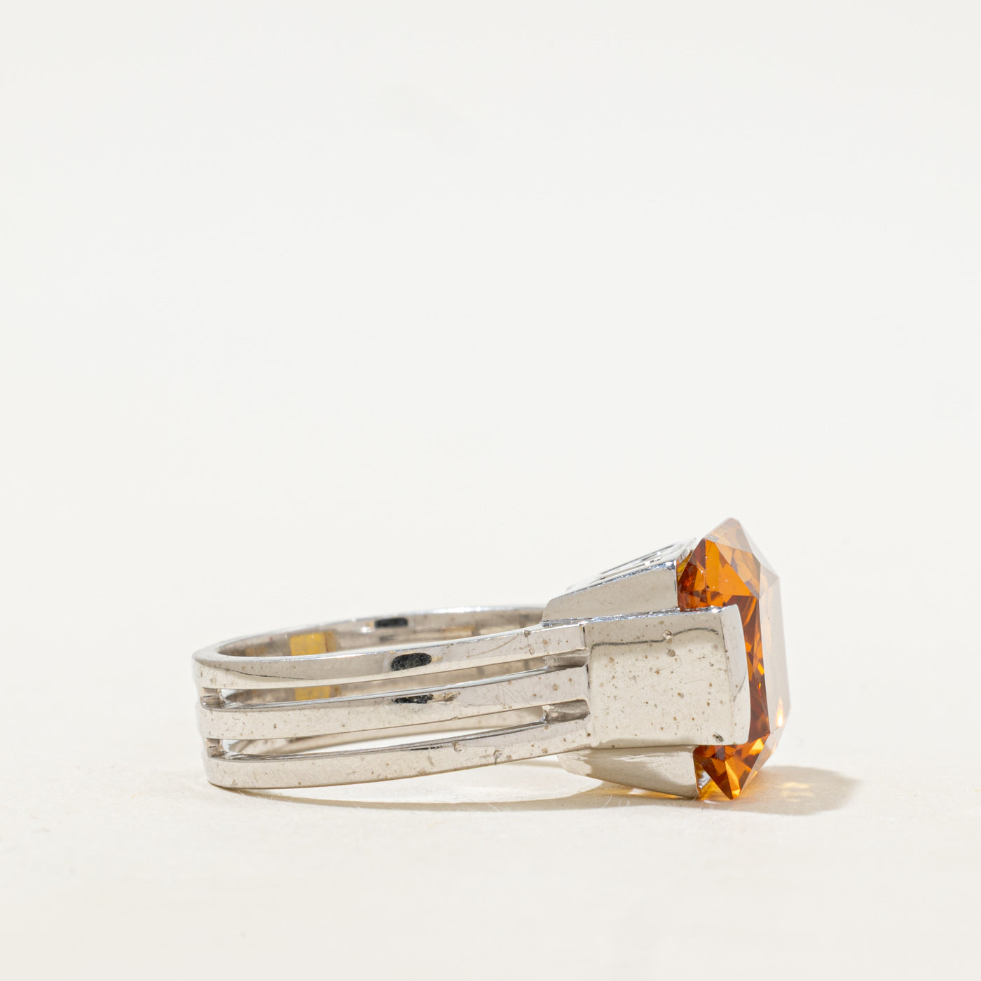 Radiant Cut Synthetic Orange Sapphire Cocktail Ring | 11.40ct | SZ 6