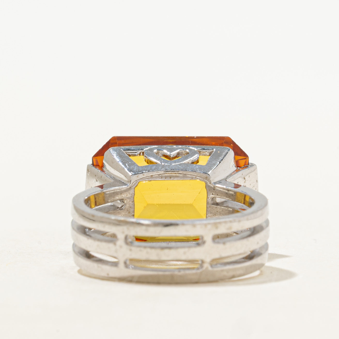 Radiant Cut Synthetic Orange Sapphire Cocktail Ring | 11.40ct | SZ 6