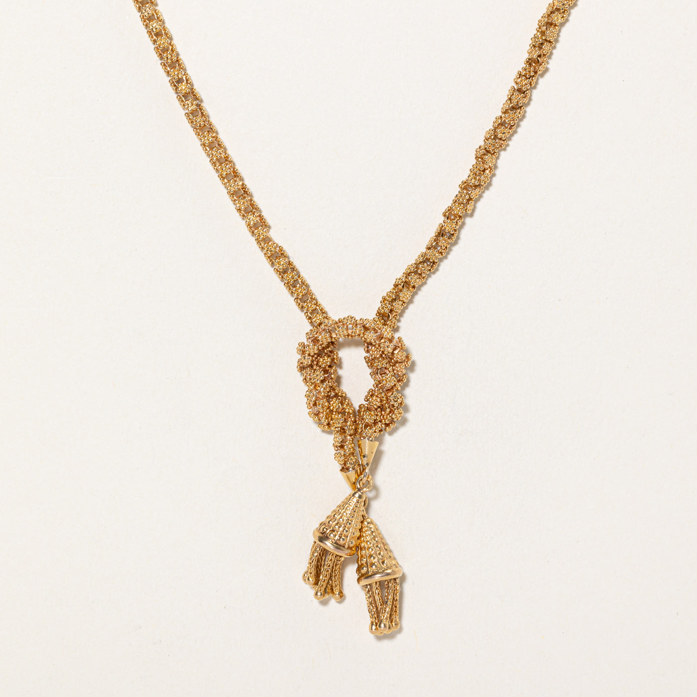 14K Yellow Gold Tassle Pendant Necklace | 16.5"