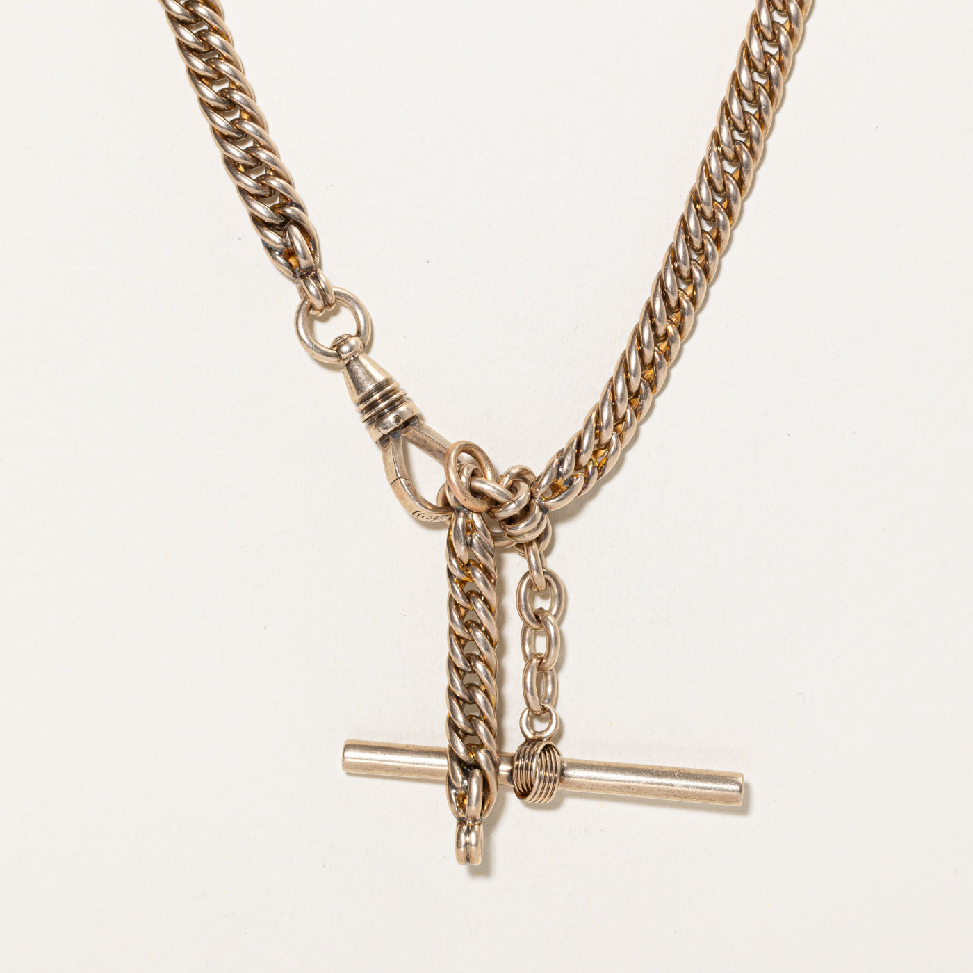 9K Yellow Gold Curb Link Watch Chain | 15.5"