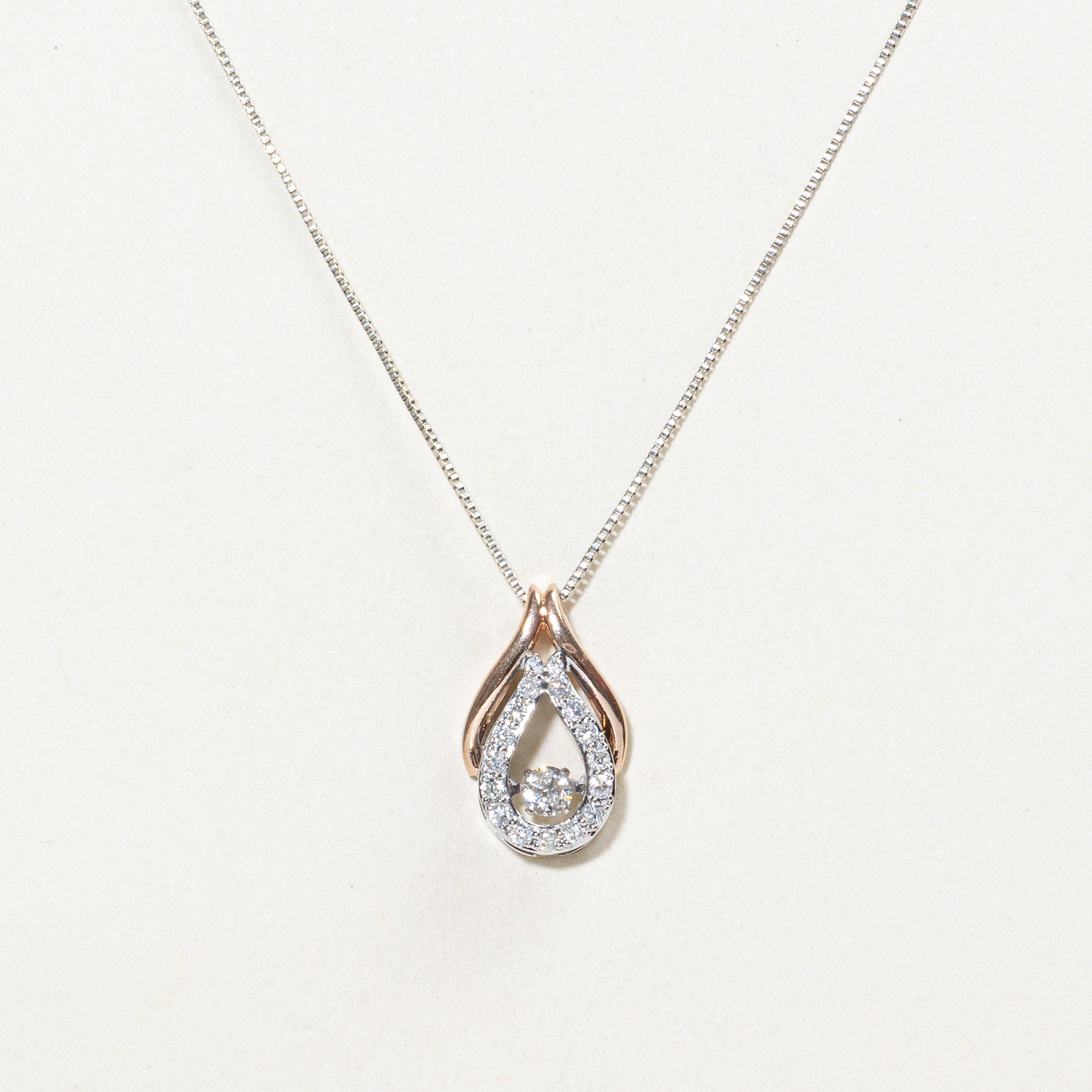 Two Tone Diamond Pear Shaped Pendant Necklace | 0.23ct | 20"