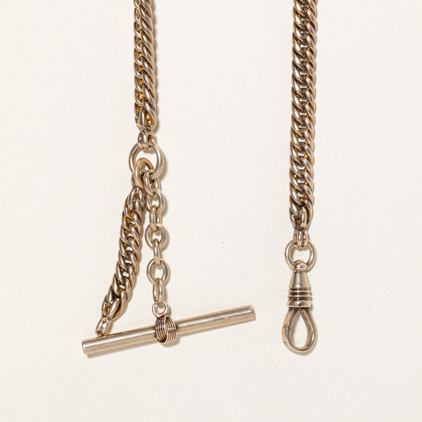 9K Yellow Gold Curb Link Watch Chain | 15.5"