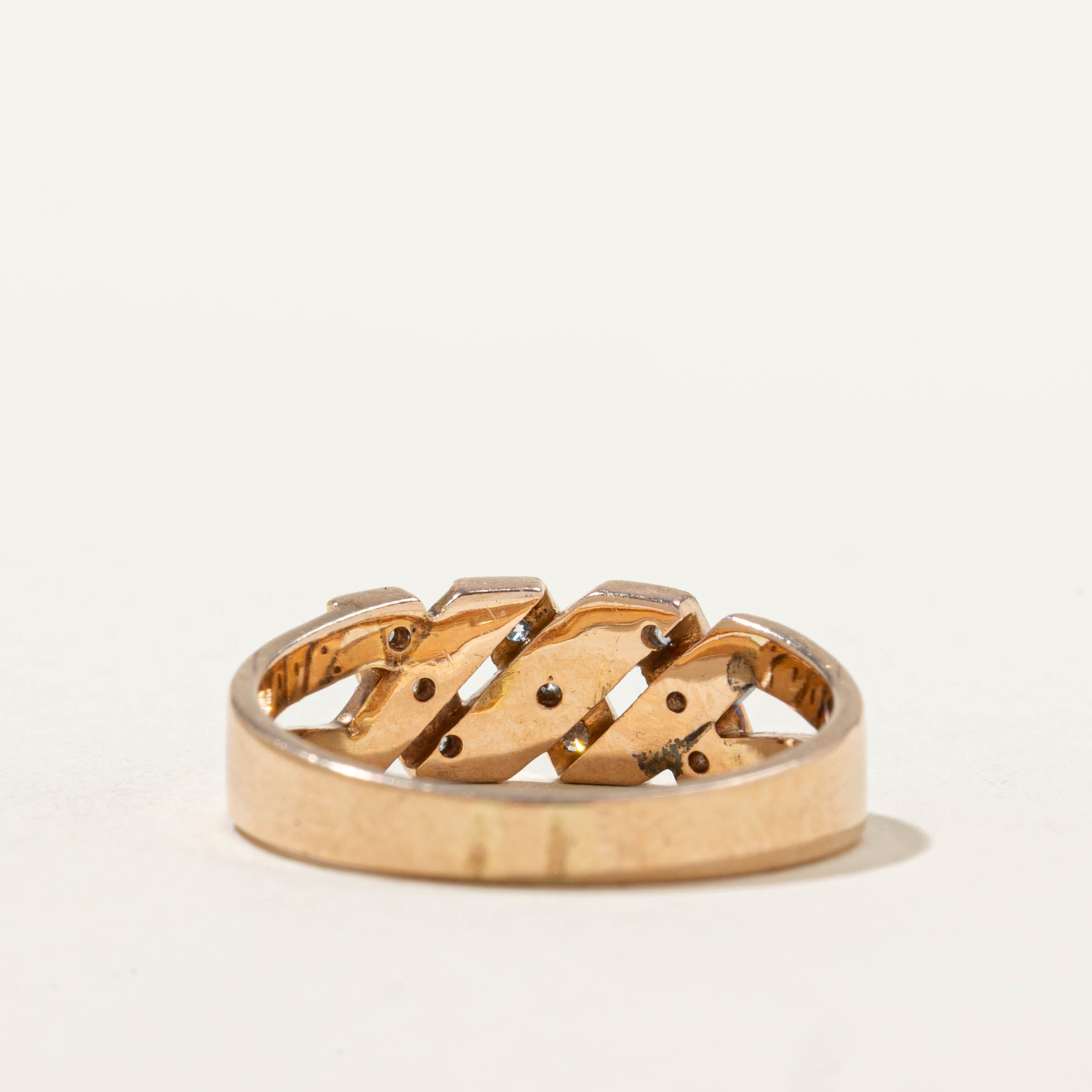 14k Multi Diagonal Row Diamond Ring | SZ 6.75