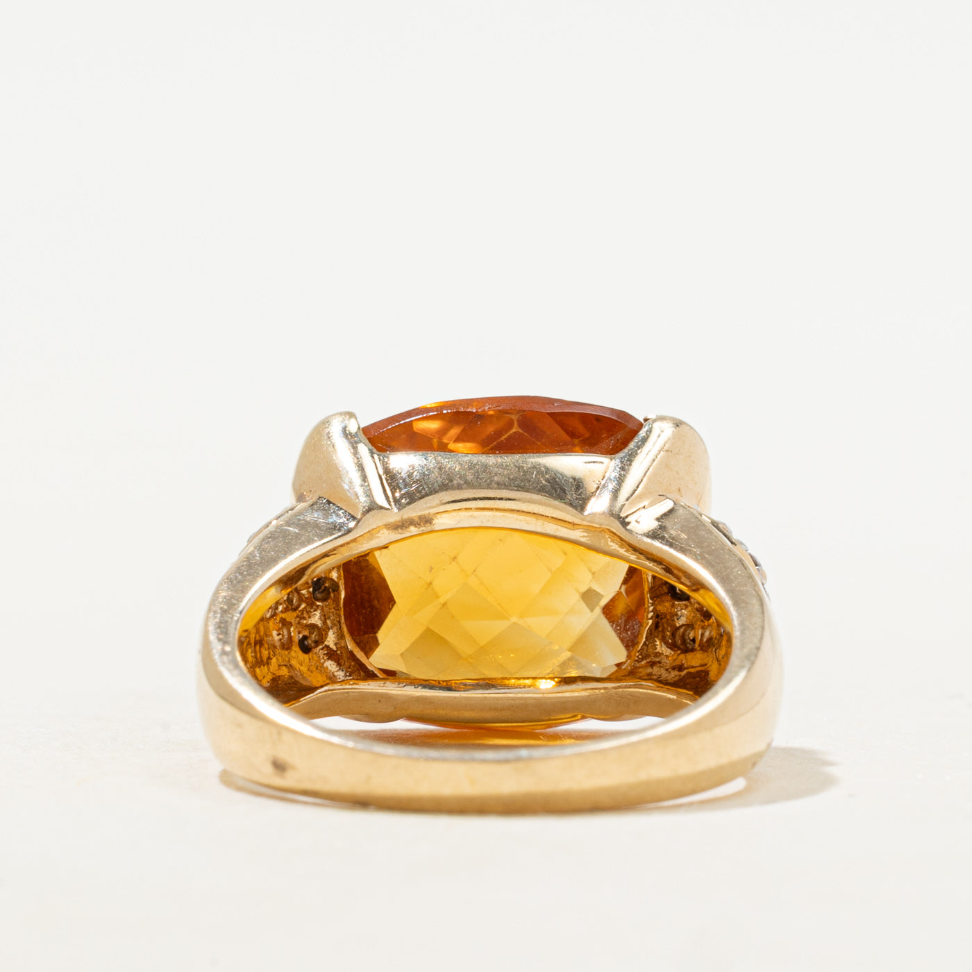 East West Citrine & Diamond Cocktail Ring | 9.25ct, 0.07ctw | SZ 8