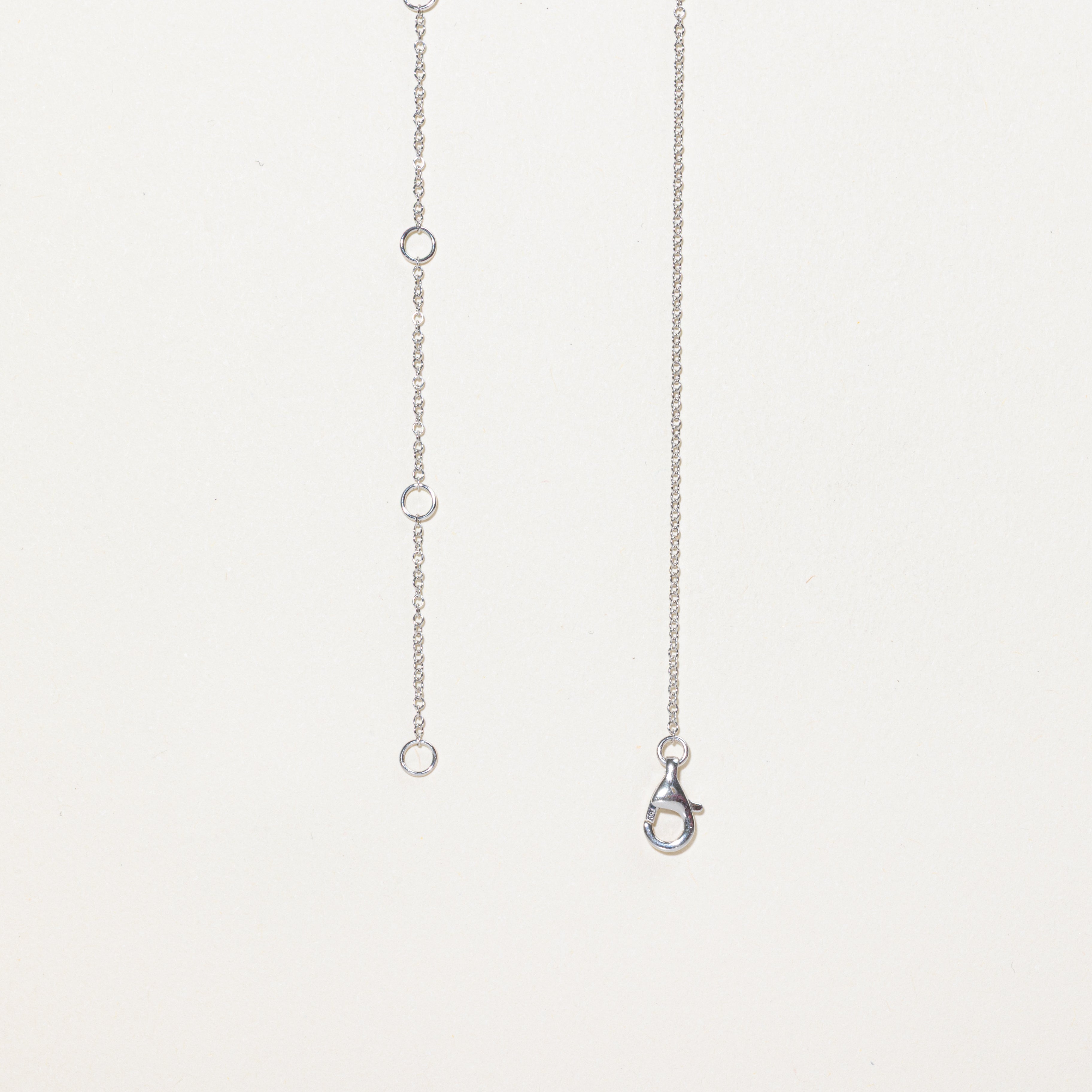 18k White Gold Diamond Oval Pendant Necklace | 0.12ct | 18"