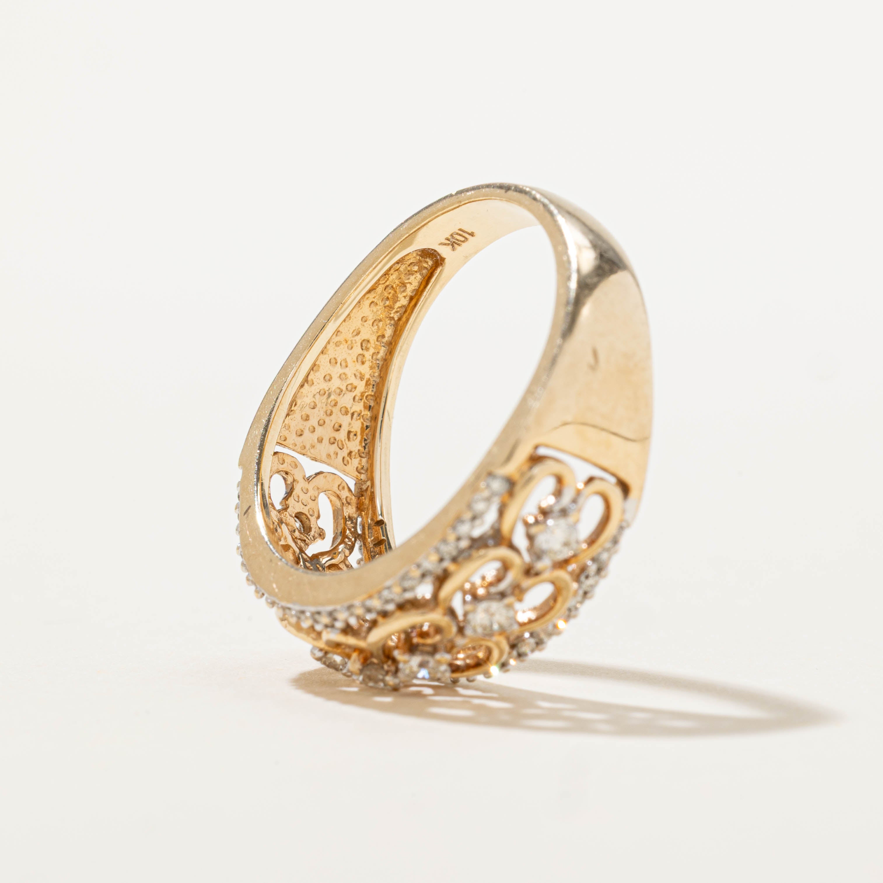 10k Diamond Openwork Heart Pattern Band | SZ 7