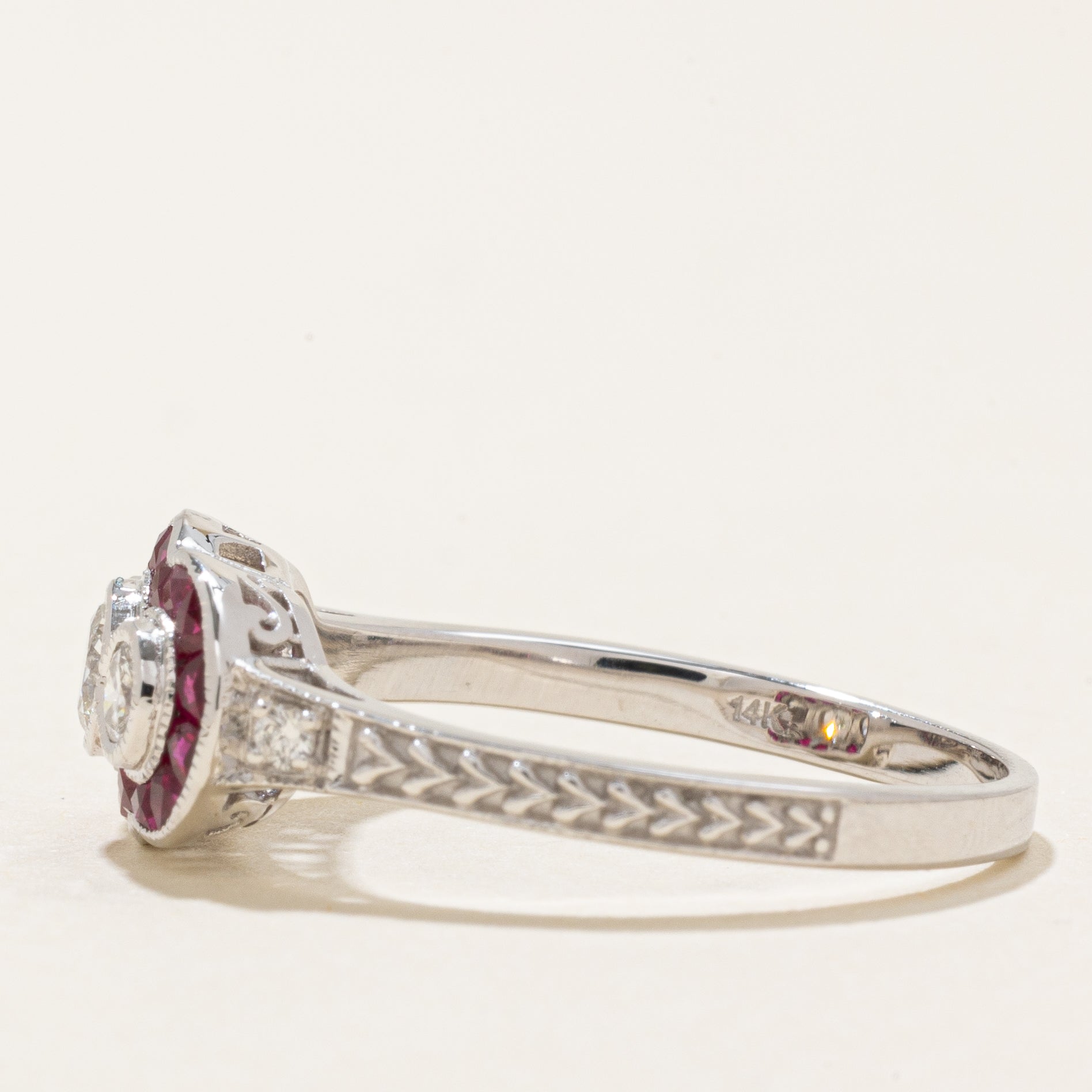 '100 Ways' Art Deco Inspired Ruby and Diamond Ring |SZ 6.75
